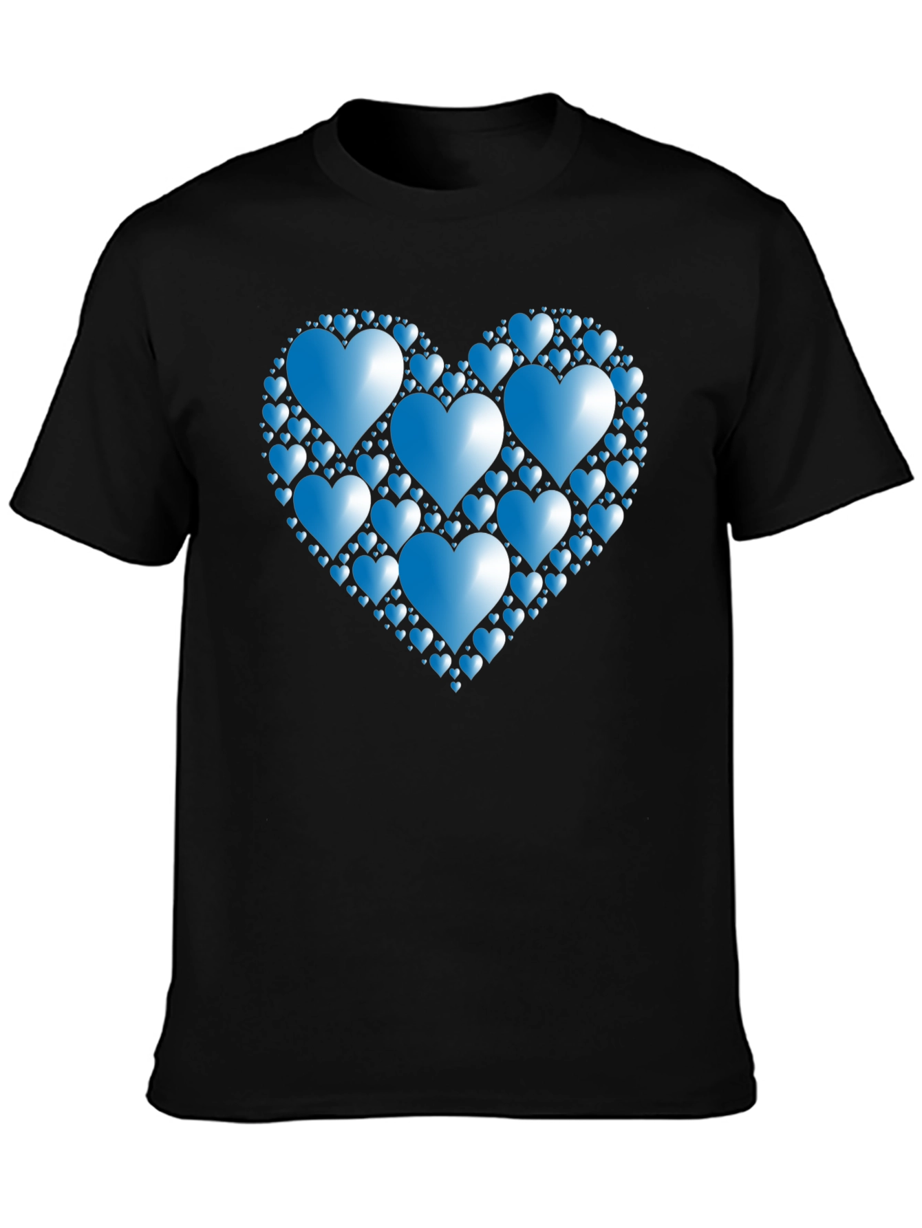 Heart Pattern T-Shirt - Black Romantic Design