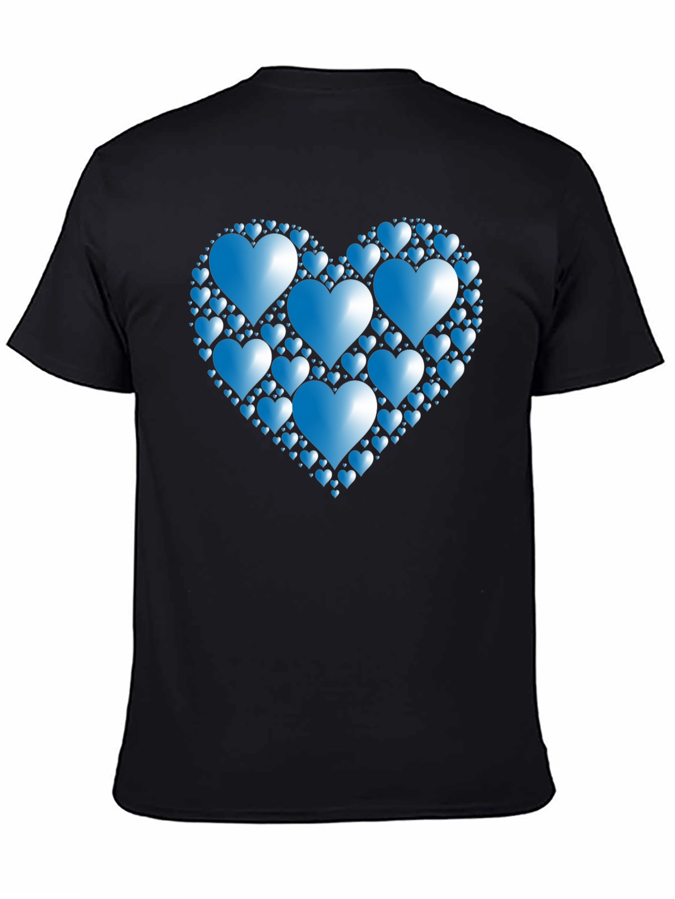 Heart Pattern T-Shirt - Black Romantic Design
