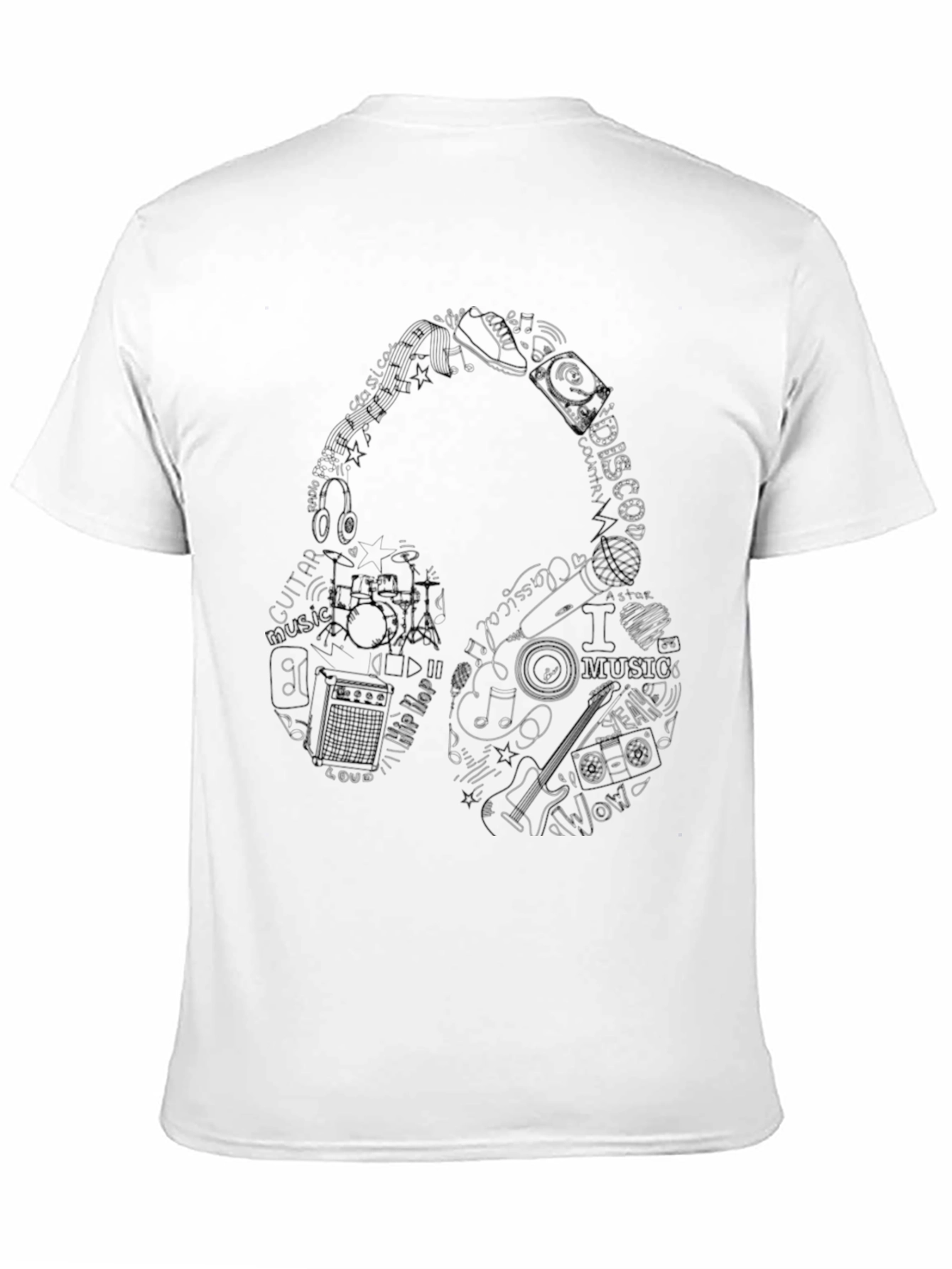Music Headphone Graphic Print T-Shirt