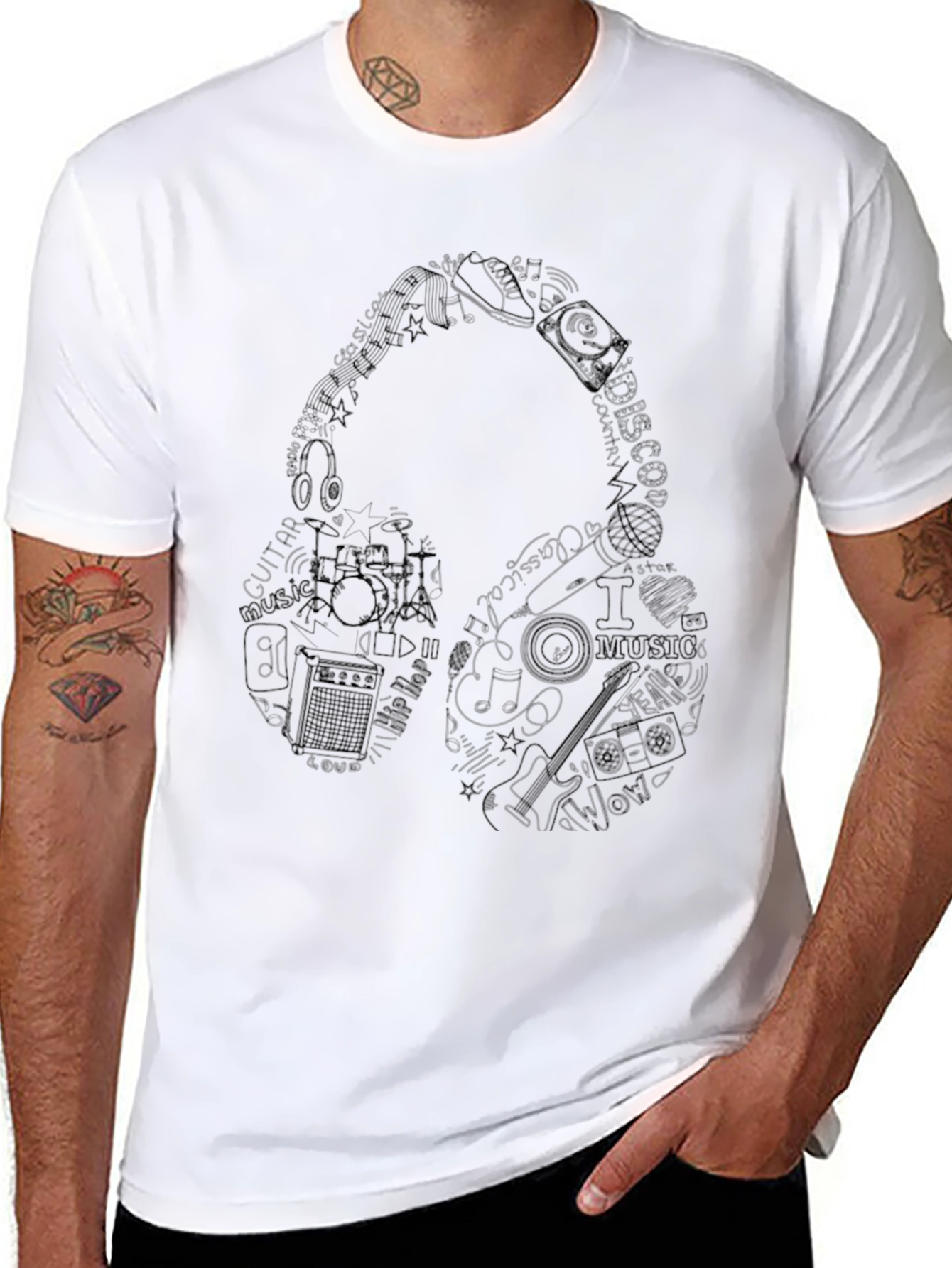 Music Headphone Graphic Print T-Shirt