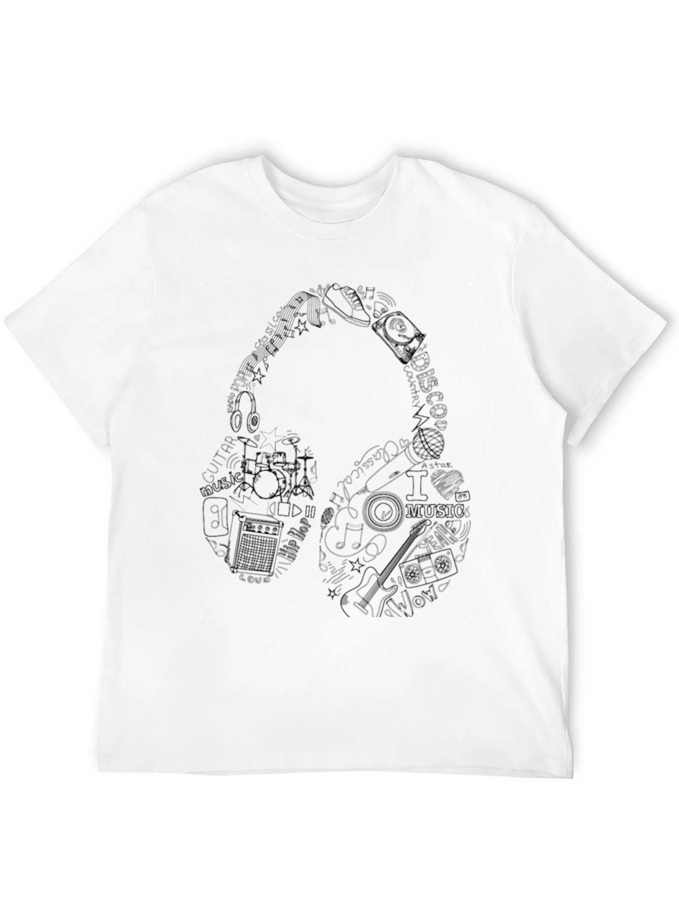 Music Headphone Graphic Print T-Shirt