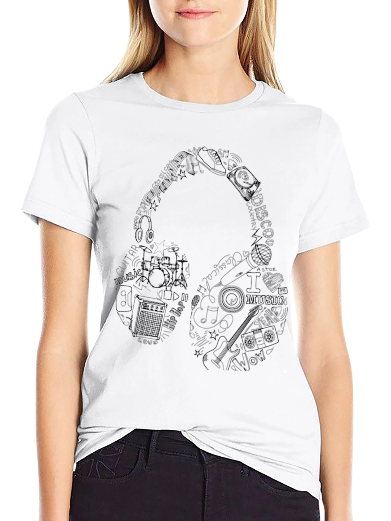 Music Headphone Graphic Print T-Shirt