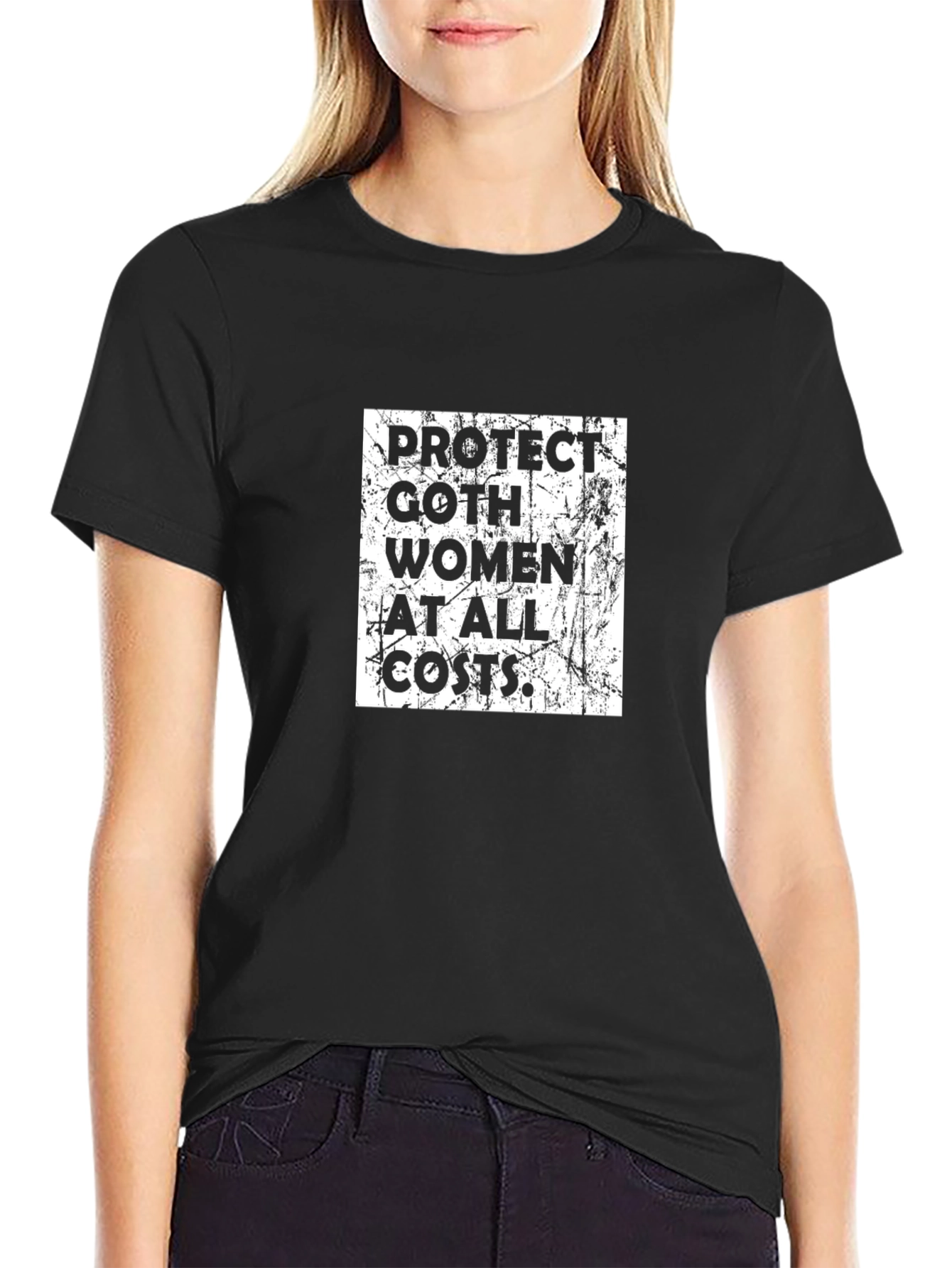 Protect Goth Women Graphic Tee - Black Cotton T-Shirt