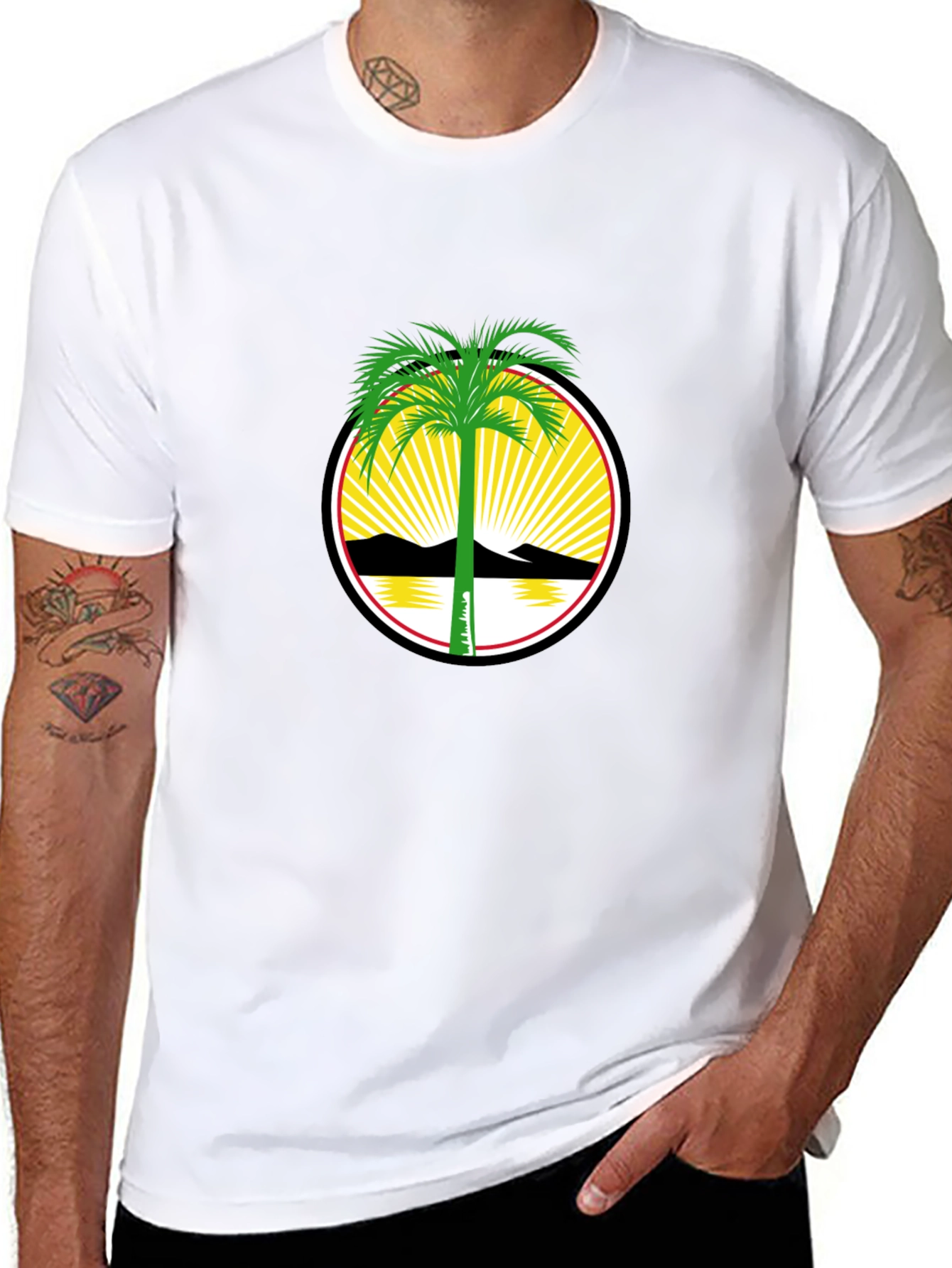 Palm Tree Graphic Print Crew Neck T-Shirt