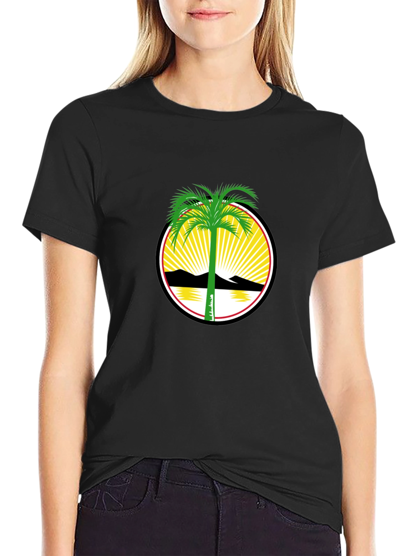 Palm Tree Graphic Print Crew Neck T-Shirt