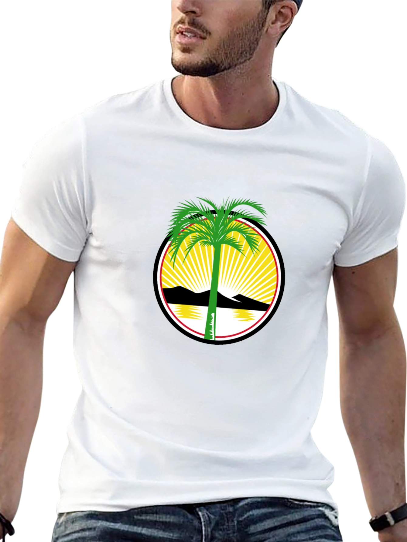 Palm Tree Graphic Print Crew Neck T-Shirt