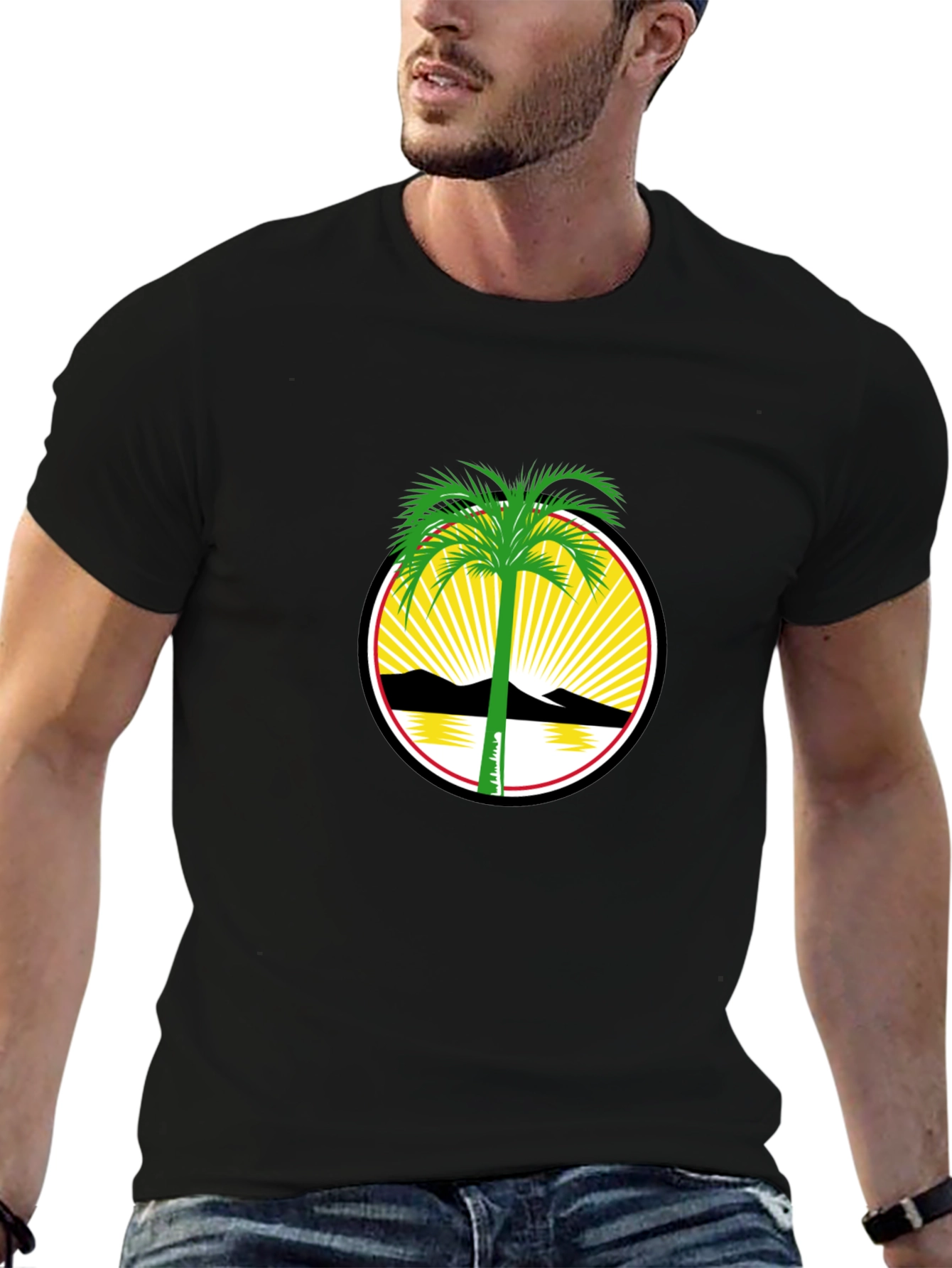 Palm Tree Graphic Print Crew Neck T-Shirt
