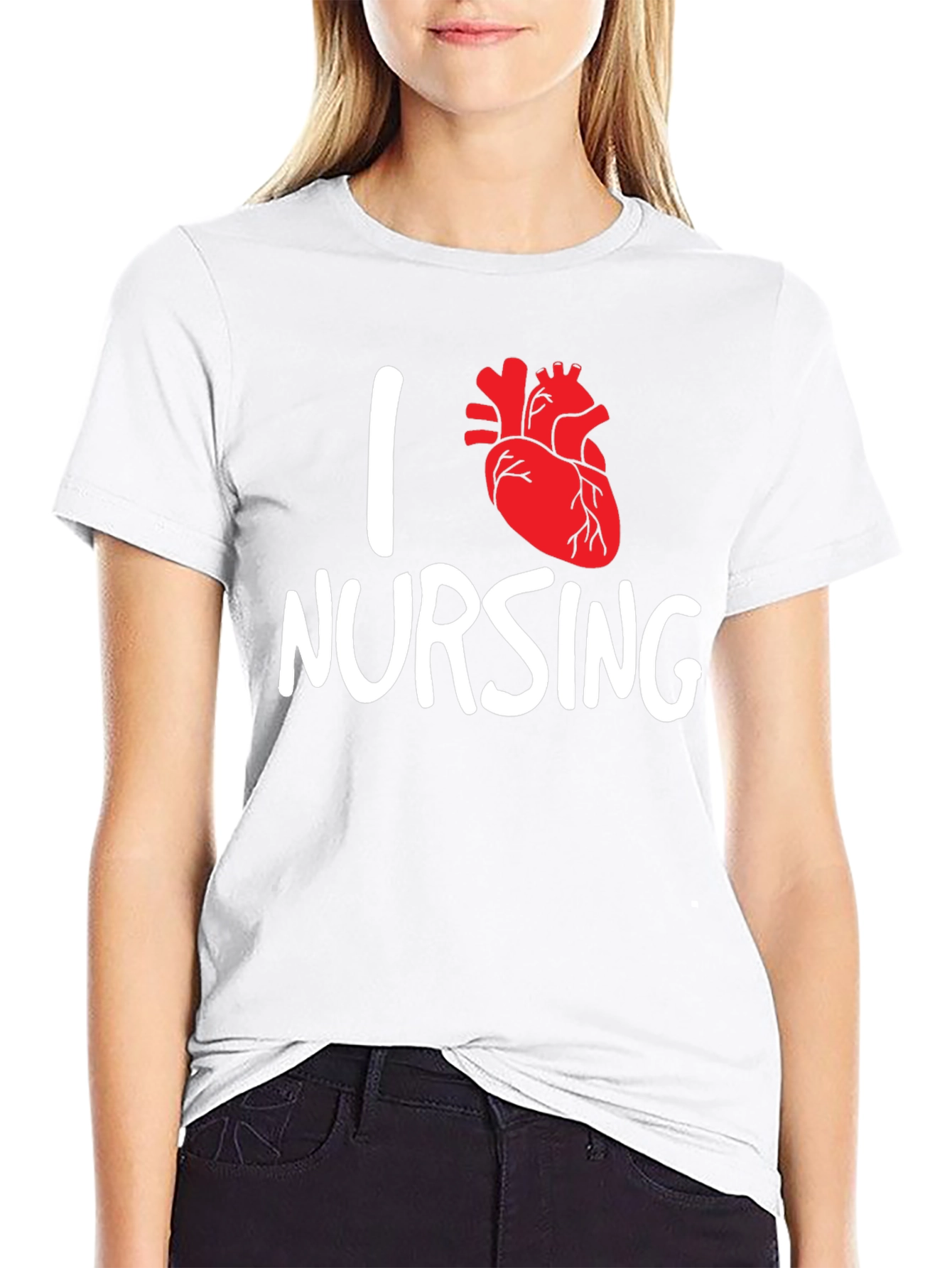 I Heart Nursing Graphic Tee - Black