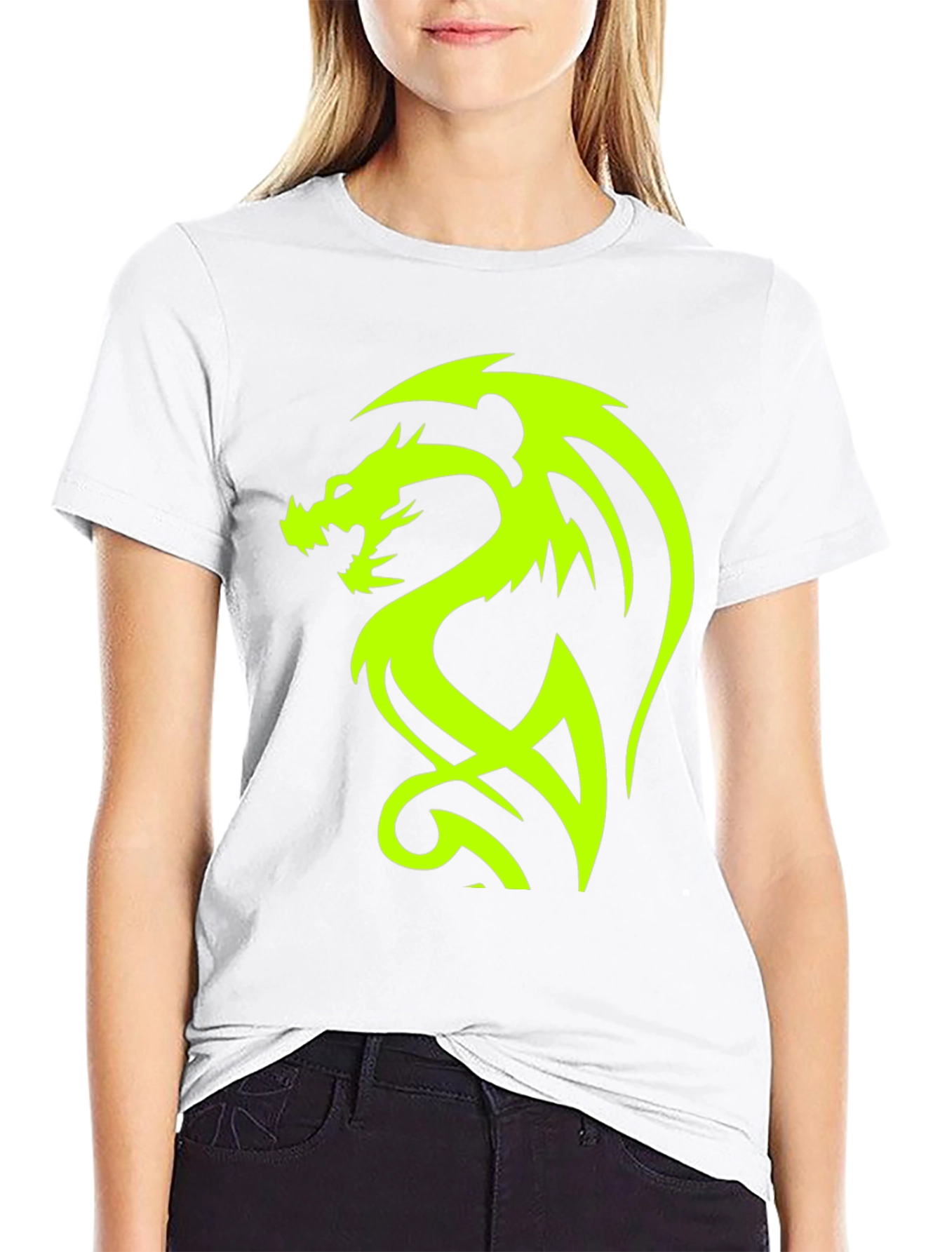 Neon Dragon Graphic Black T-Shirt
