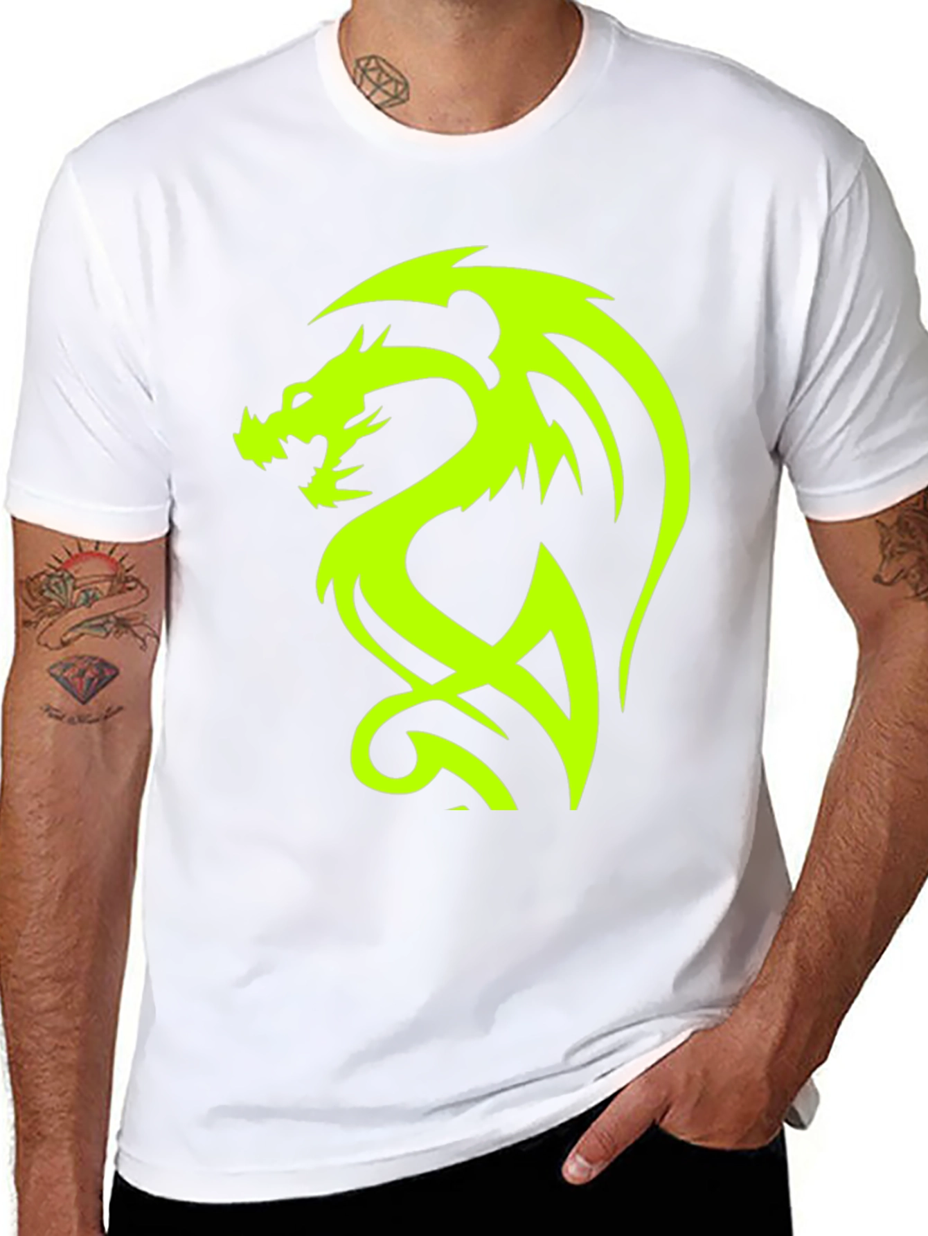 Neon Dragon Graphic Black T-Shirt