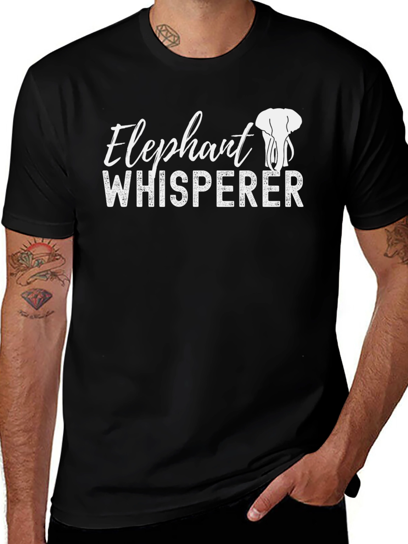 Elephant Whisperer Graphic T-Shirt - Black