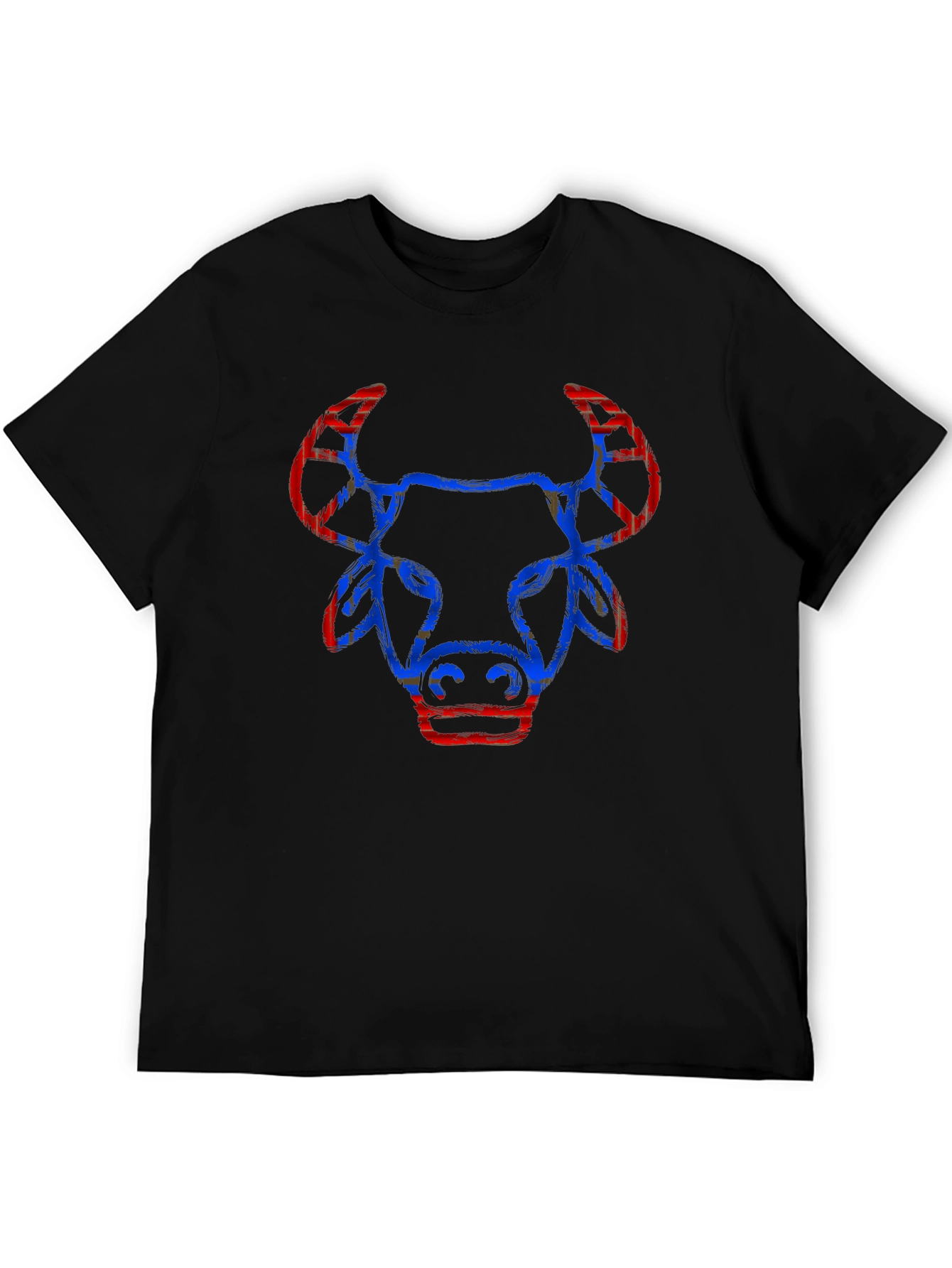 Cool Graphic Tee - Bull Design Black Cotton Shirt