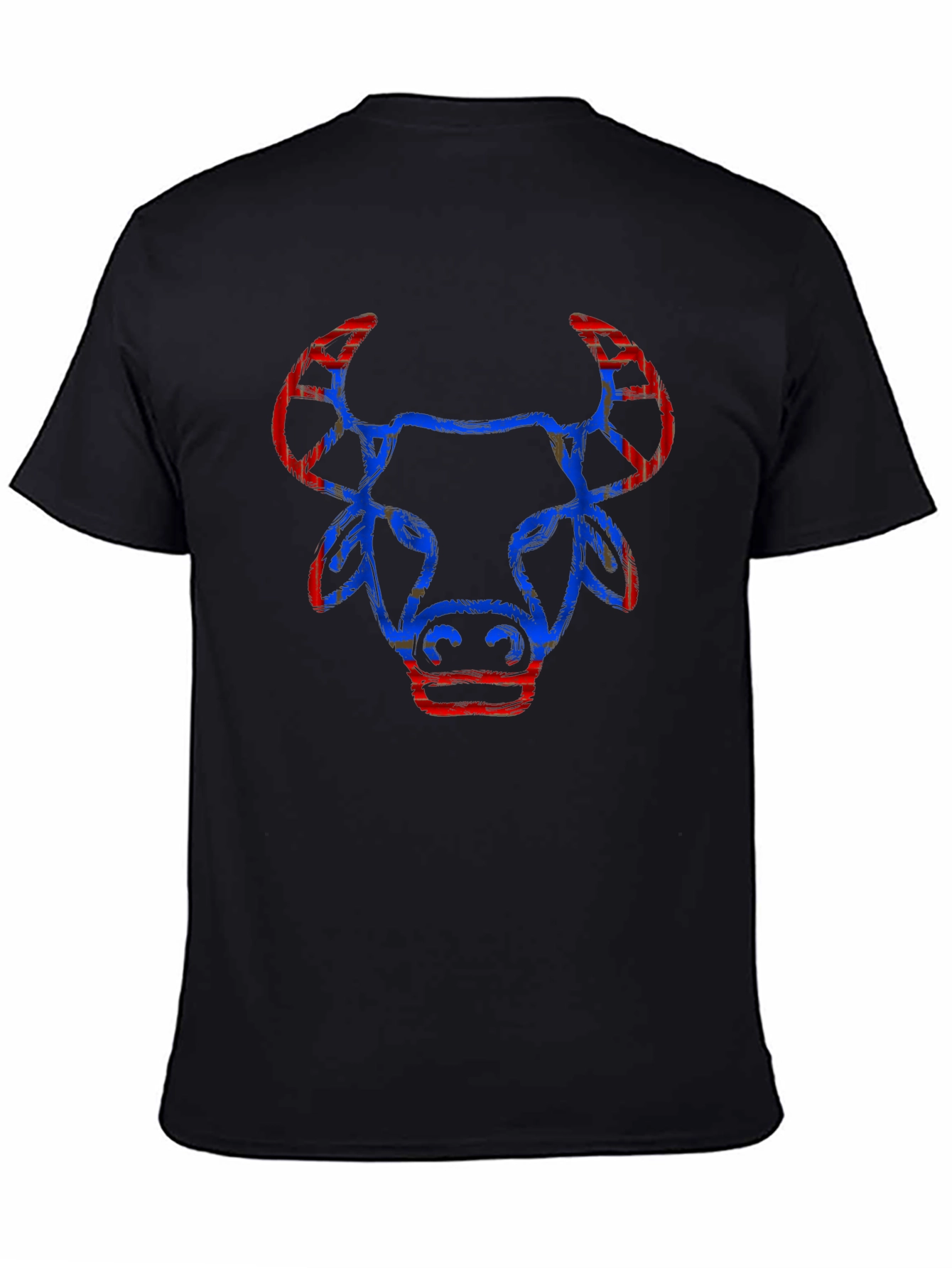 Cool Graphic Tee - Bull Design Black Cotton Shirt