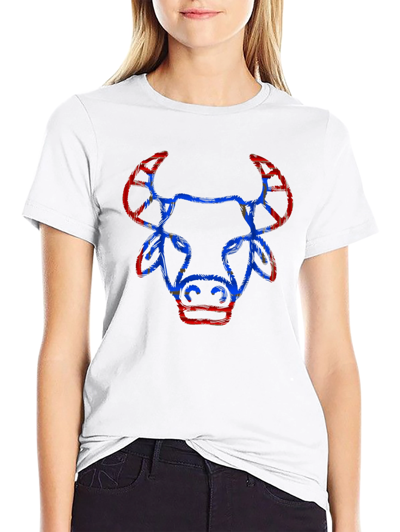 Cool Graphic Tee - Bull Design Black Cotton Shirt