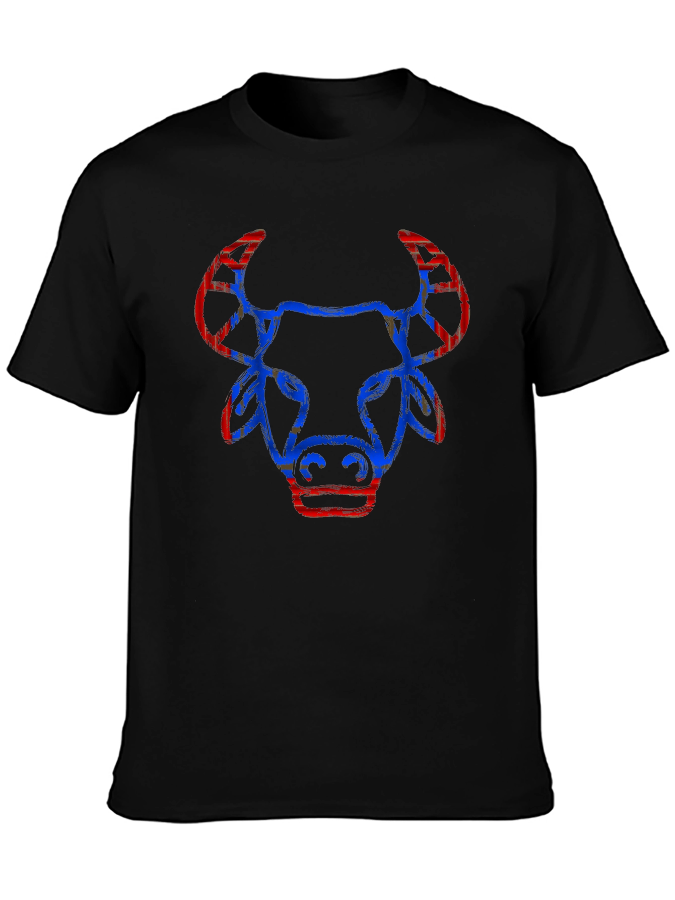 Cool Graphic Tee - Bull Design Black Cotton Shirt