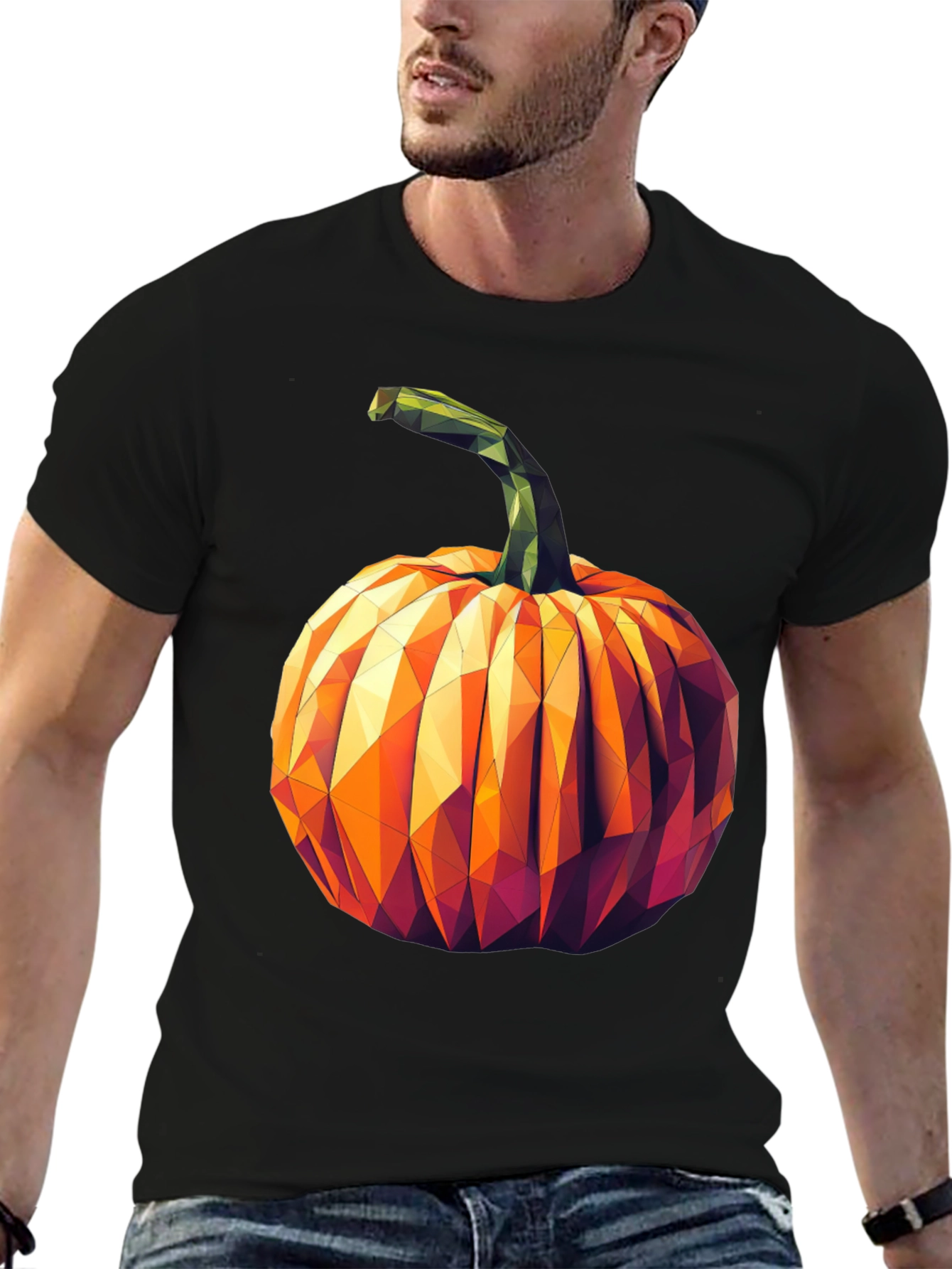 Geometric Pumpkin Halloween T-Shirt