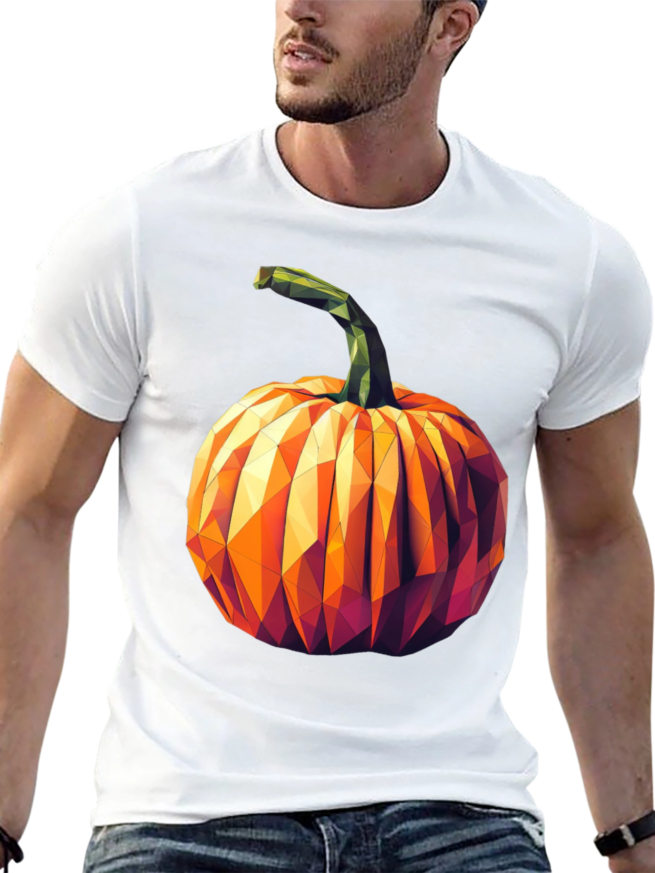 Geometric Pumpkin Halloween T-Shirt