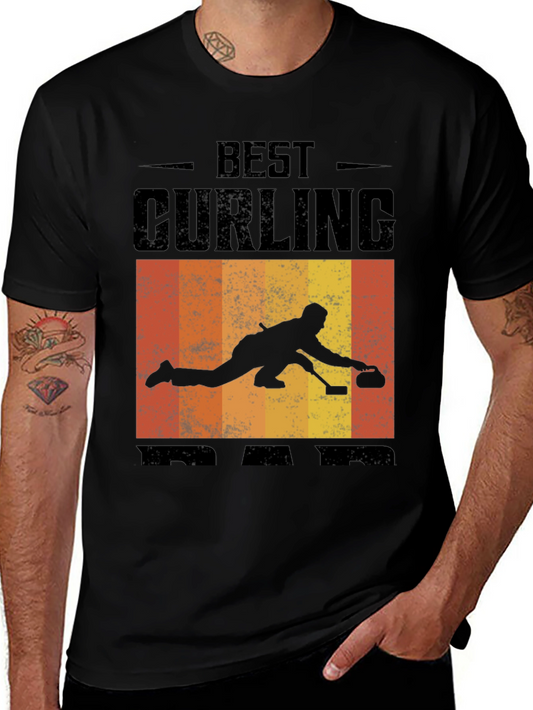 Best Curling Dad Ever T-Shirt - Vintage Style