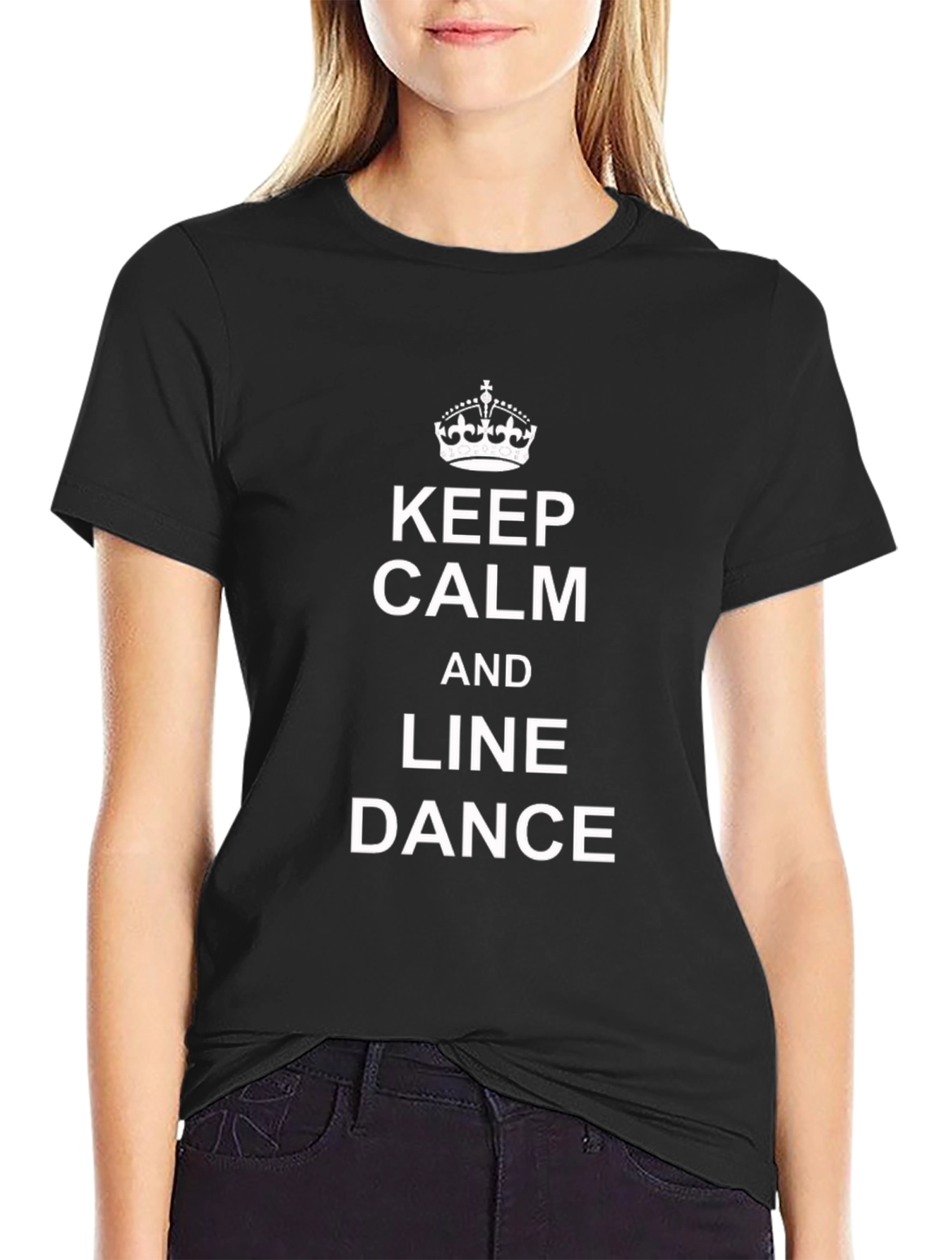 Keep Calm and Line Dance Black T-Shirt
