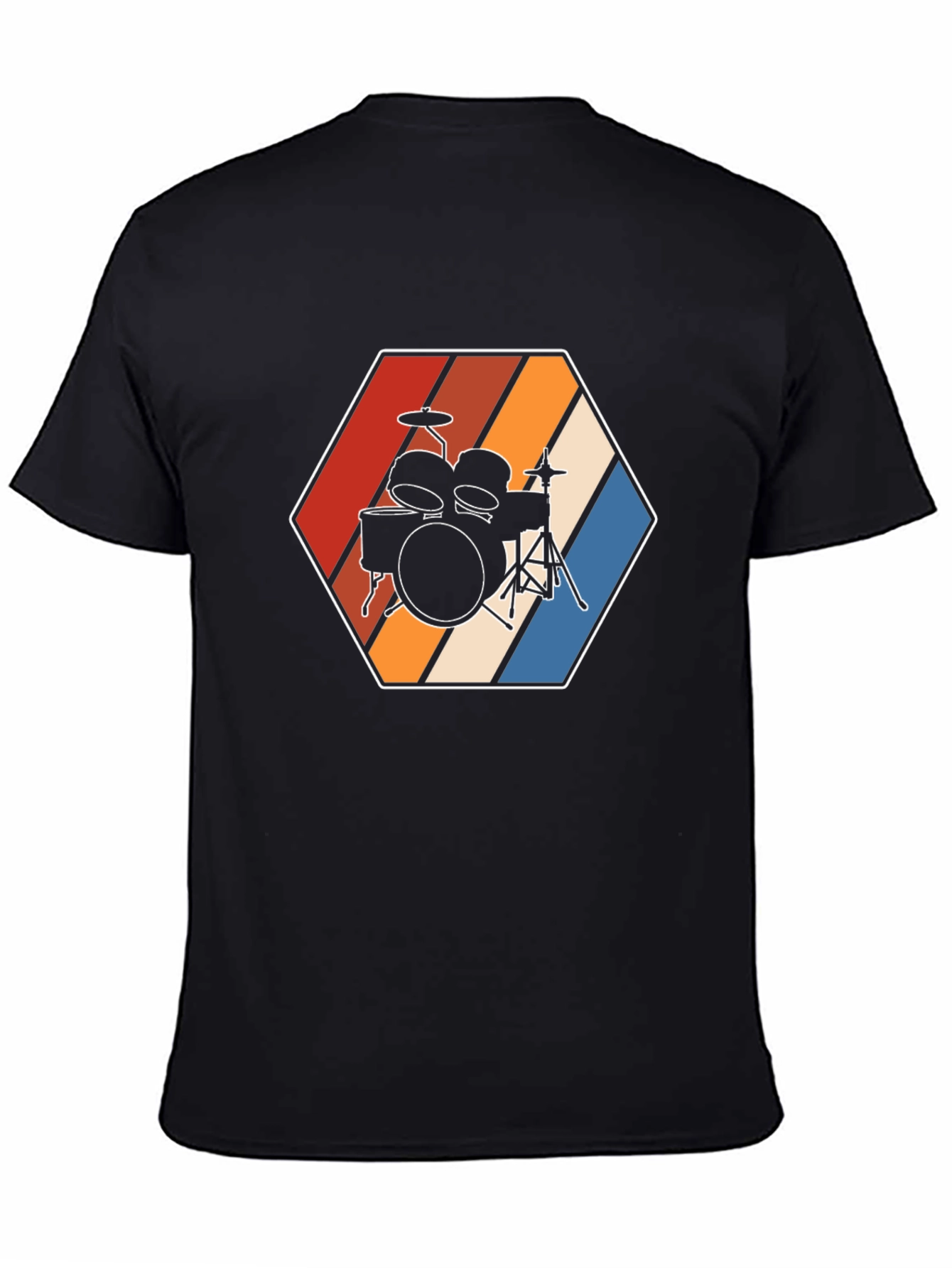 Retro Drum Kit Graphic Tee - Black T-Shirt