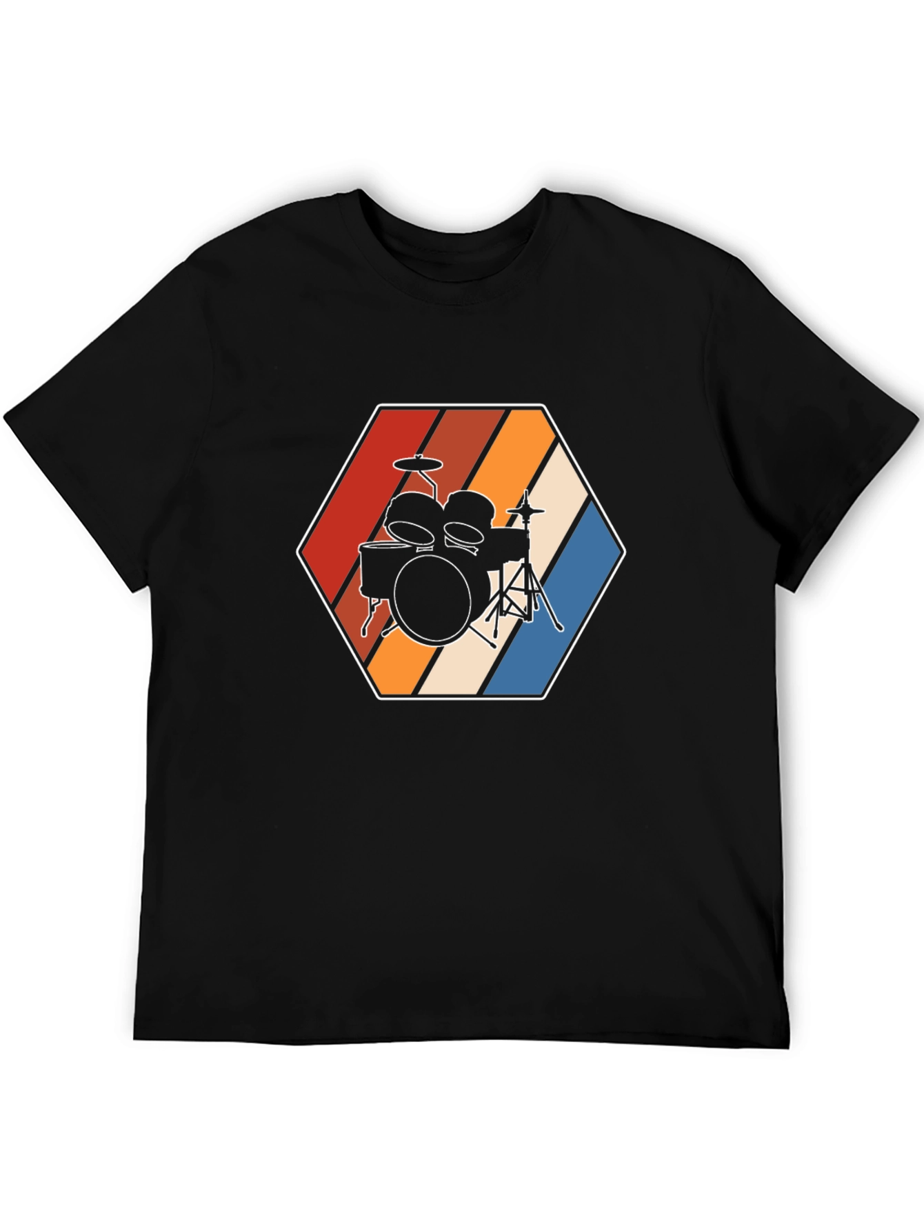 Retro Drum Kit Graphic Tee - Black T-Shirt