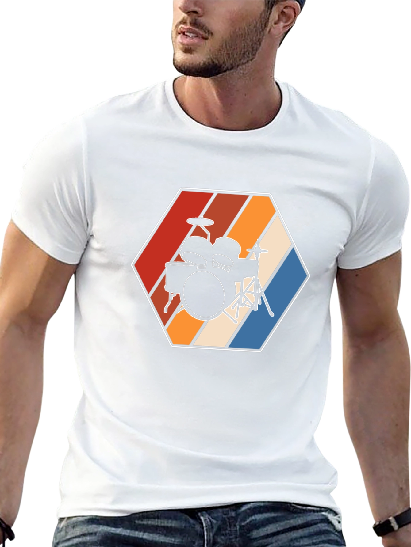 Retro Drum Kit Graphic Tee - Black T-Shirt