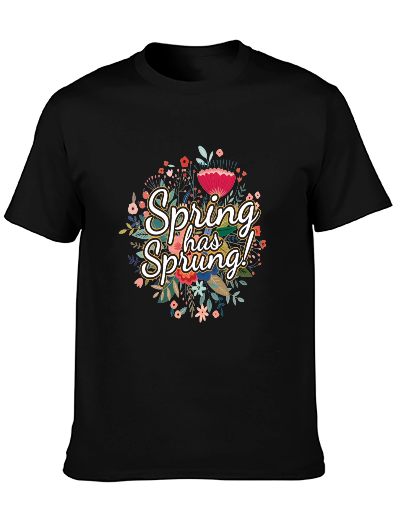 Spring Has Sprung Floral Graphic Black T-Shirt