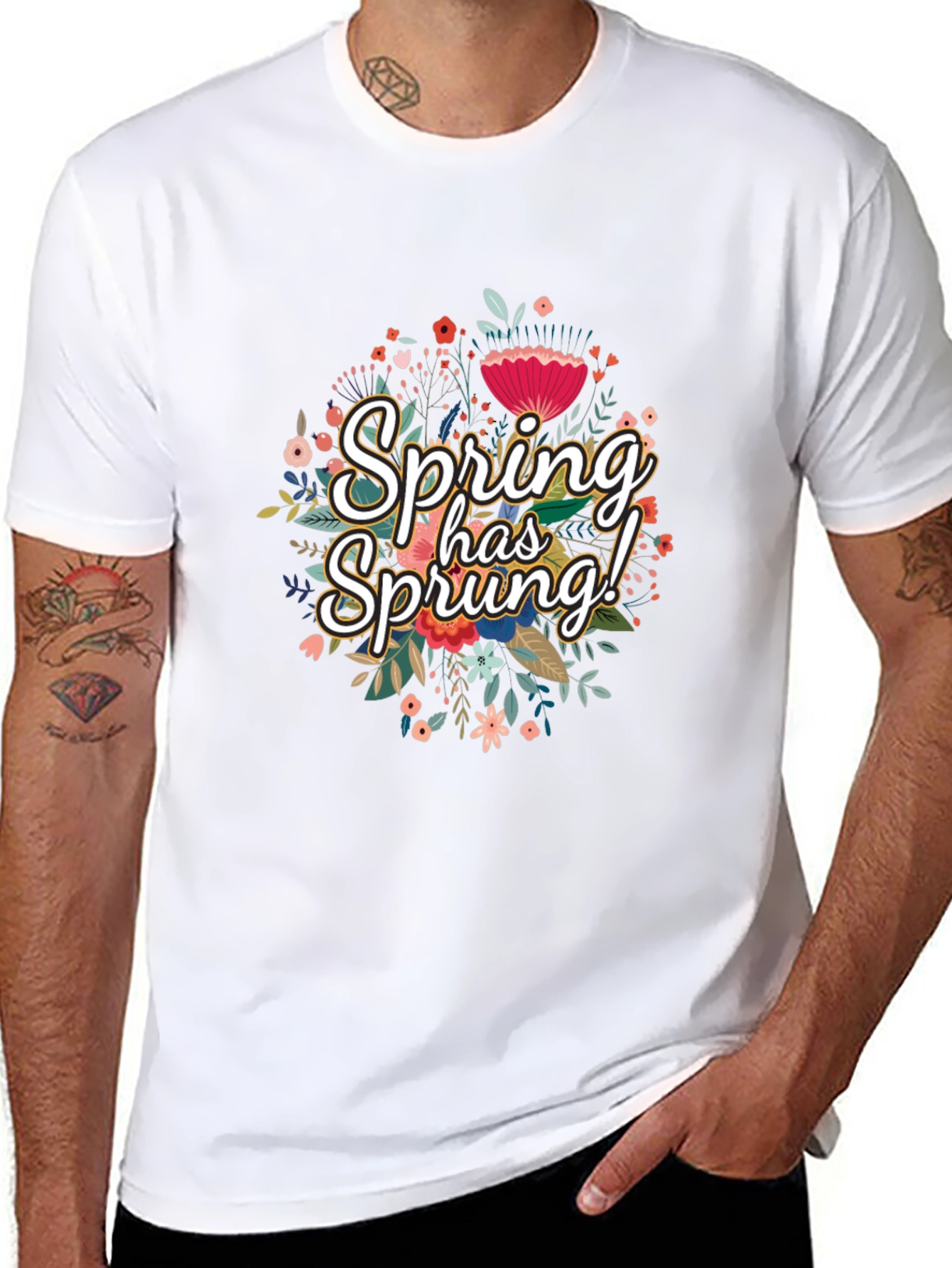 Spring Has Sprung Floral Graphic Black T-Shirt