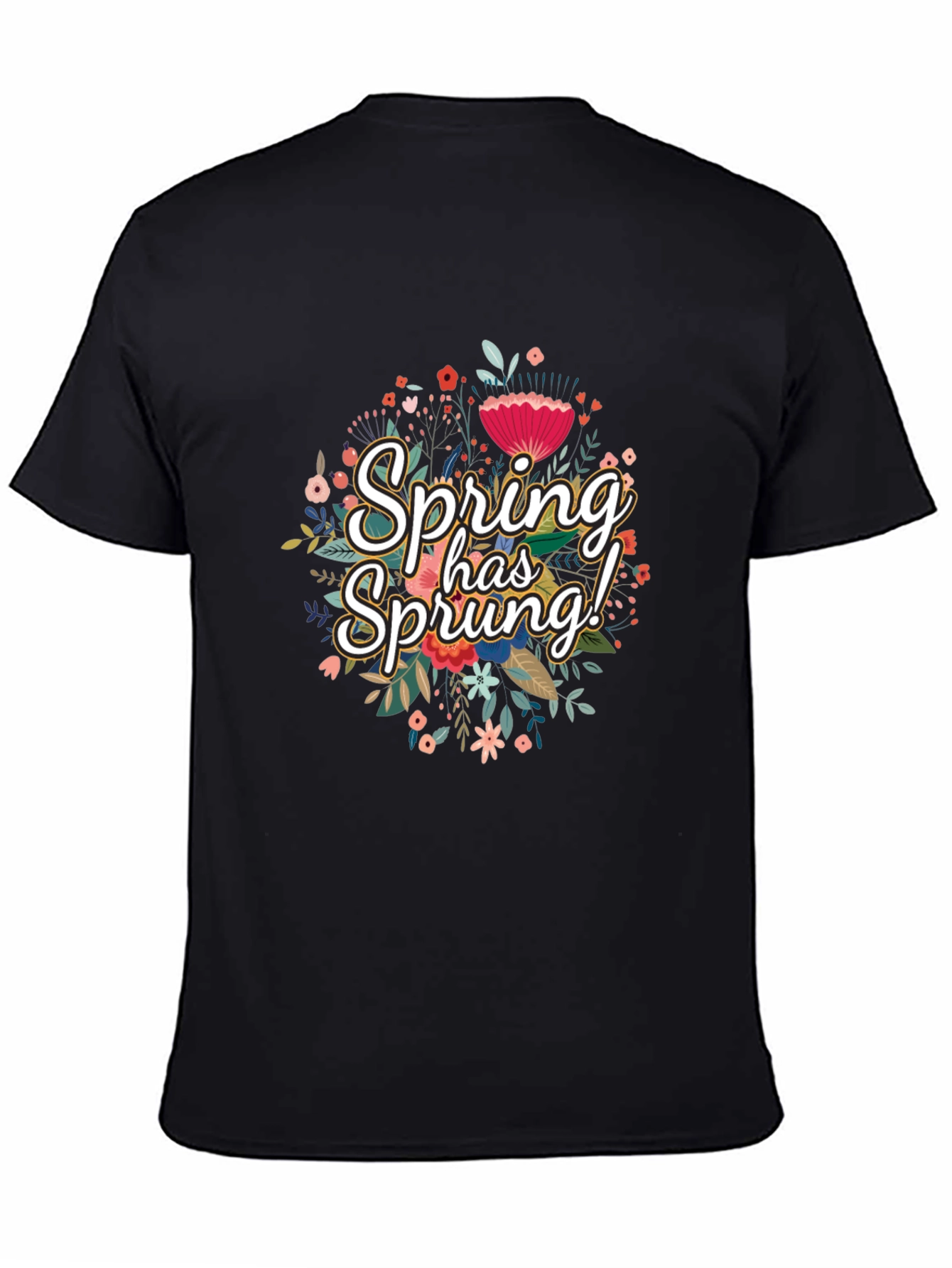 Spring Has Sprung Floral Graphic Black T-Shirt