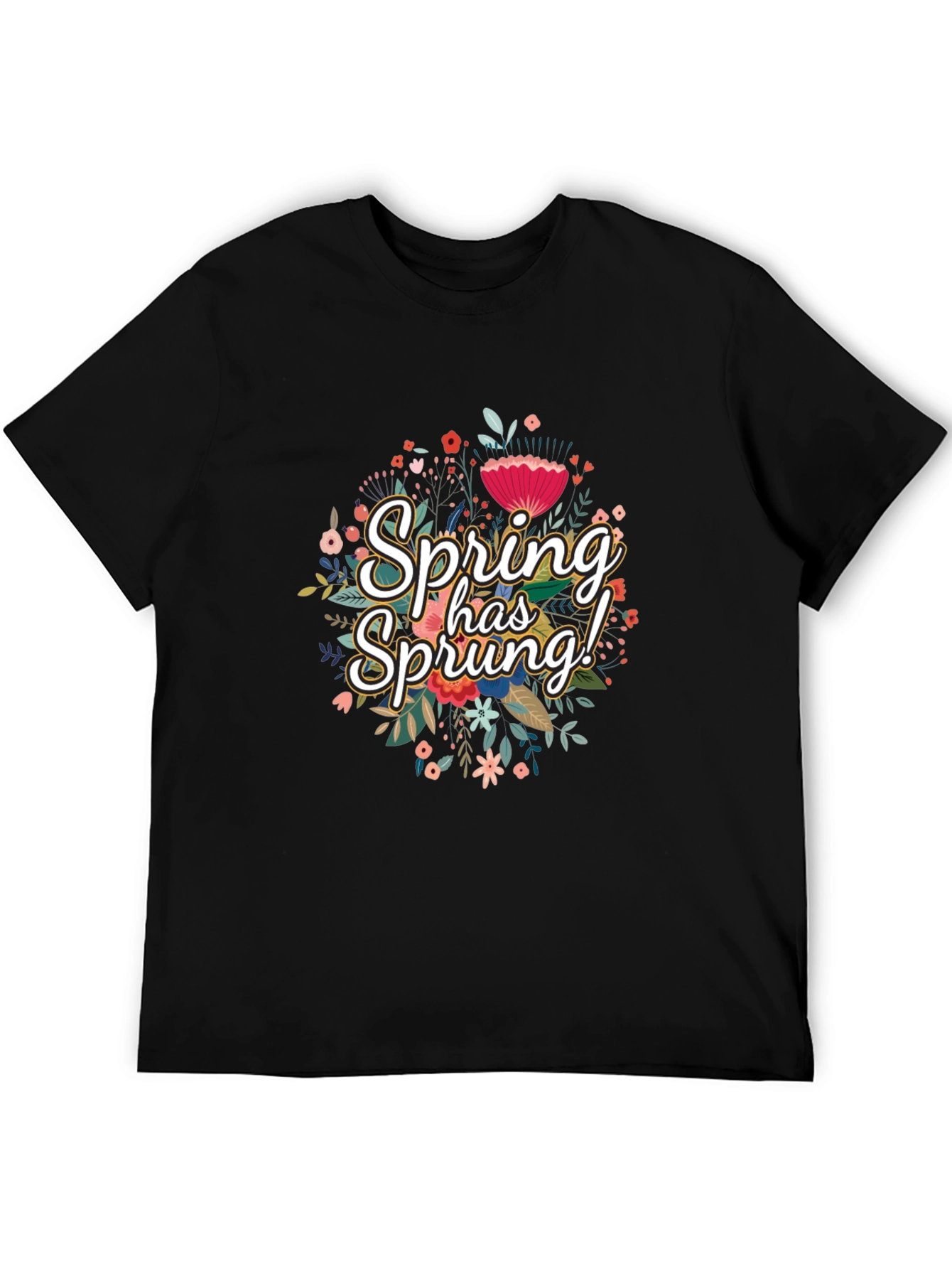 Spring Has Sprung Floral Graphic Black T-Shirt