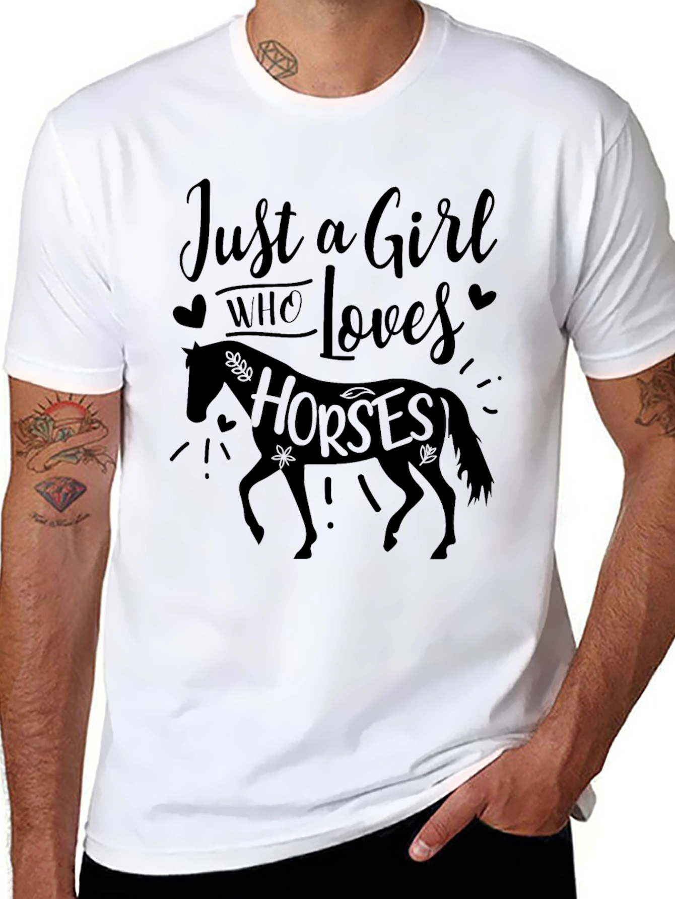 Just a Girl Who Loves Horses Black Tee