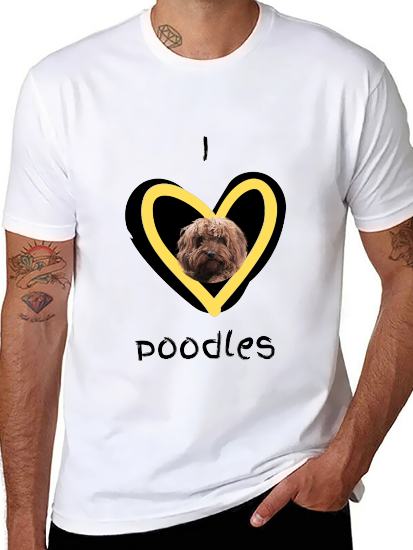 I Heart Poodles T-Shirt - Black Graphic Tee