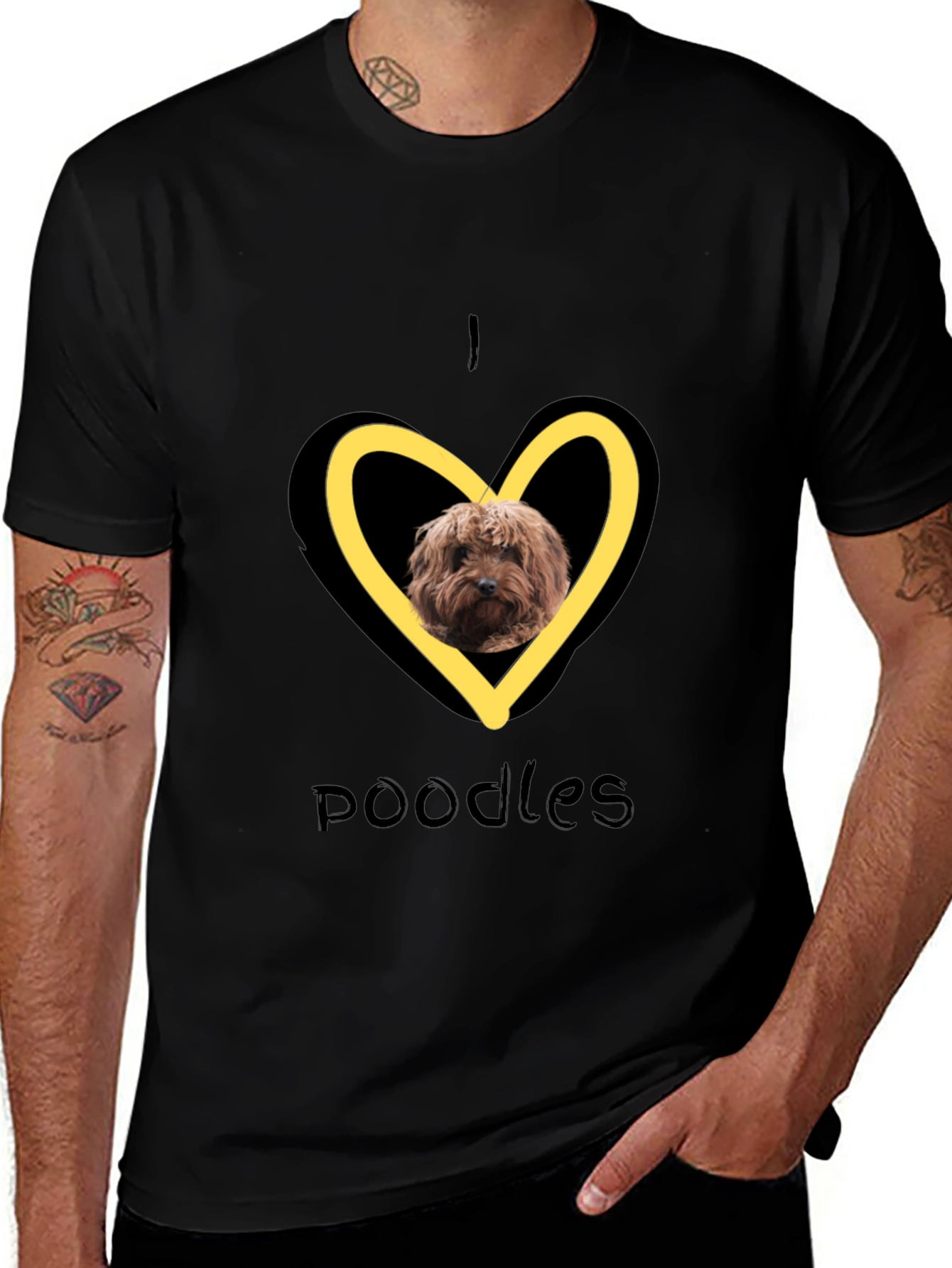 I Heart Poodles T-Shirt - Black Graphic Tee
