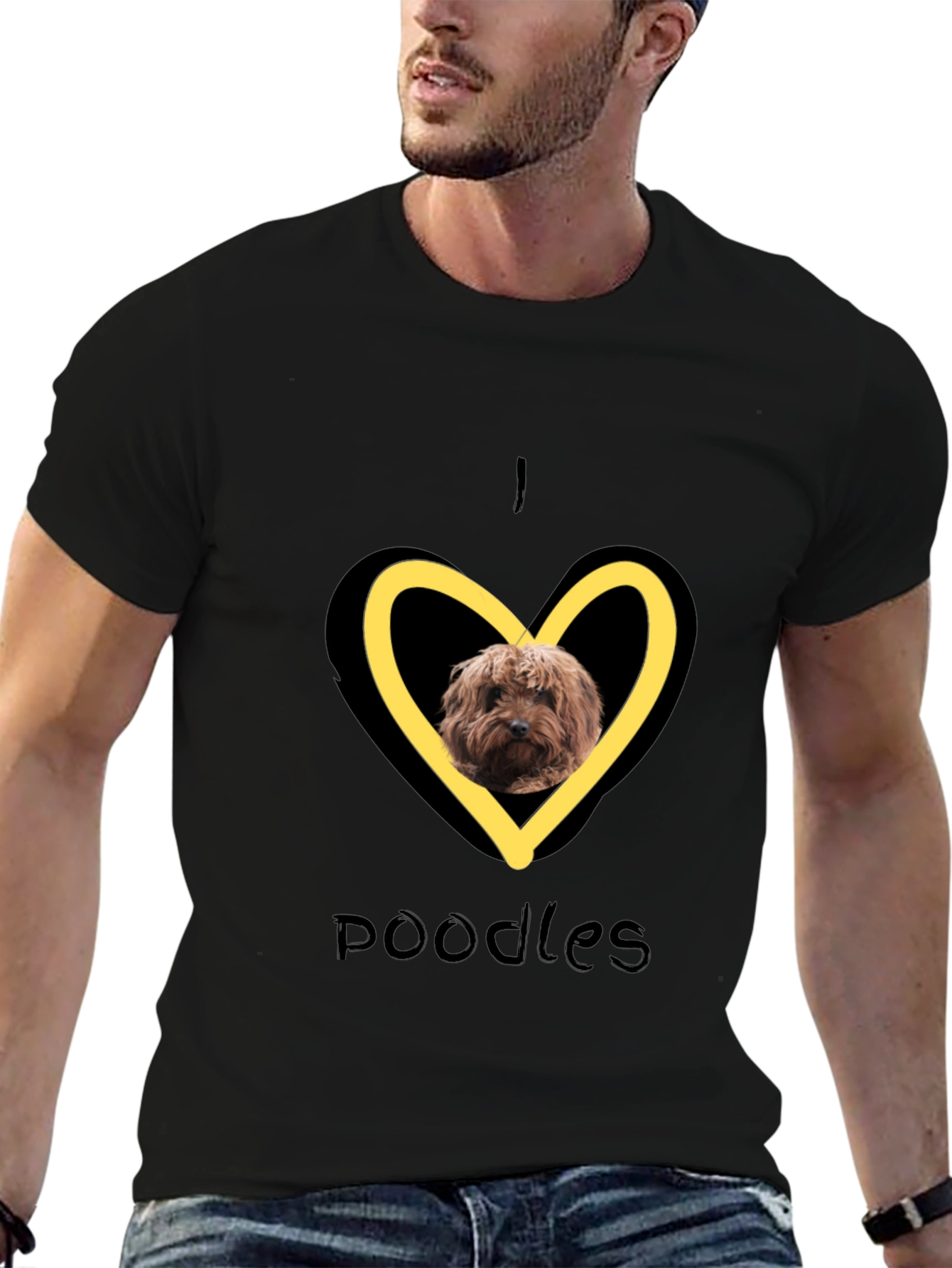 I Heart Poodles T-Shirt - Black Graphic Tee