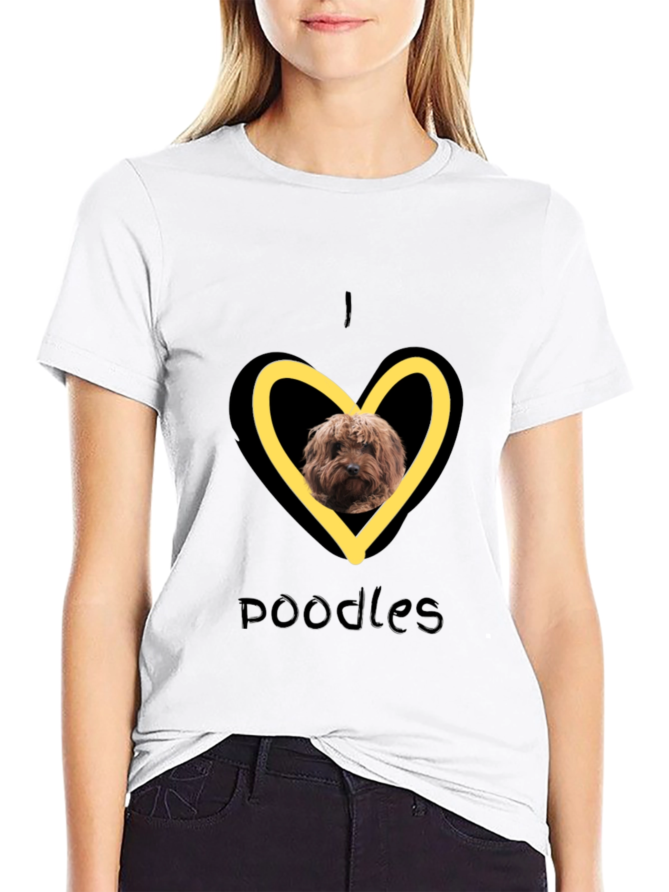 I Heart Poodles T-Shirt - Black Graphic Tee
