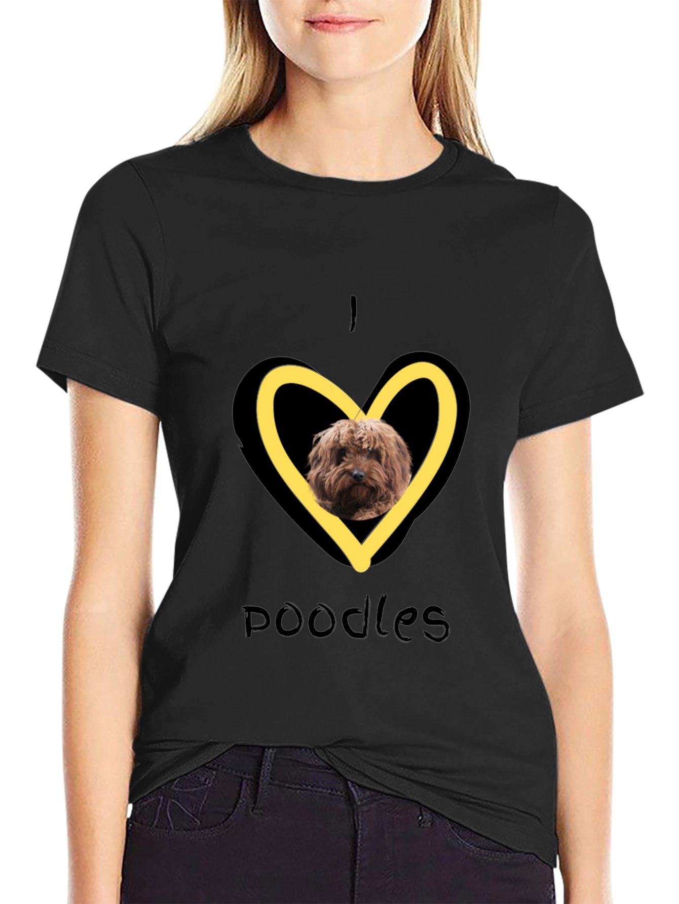 I Heart Poodles T-Shirt - Black Graphic Tee