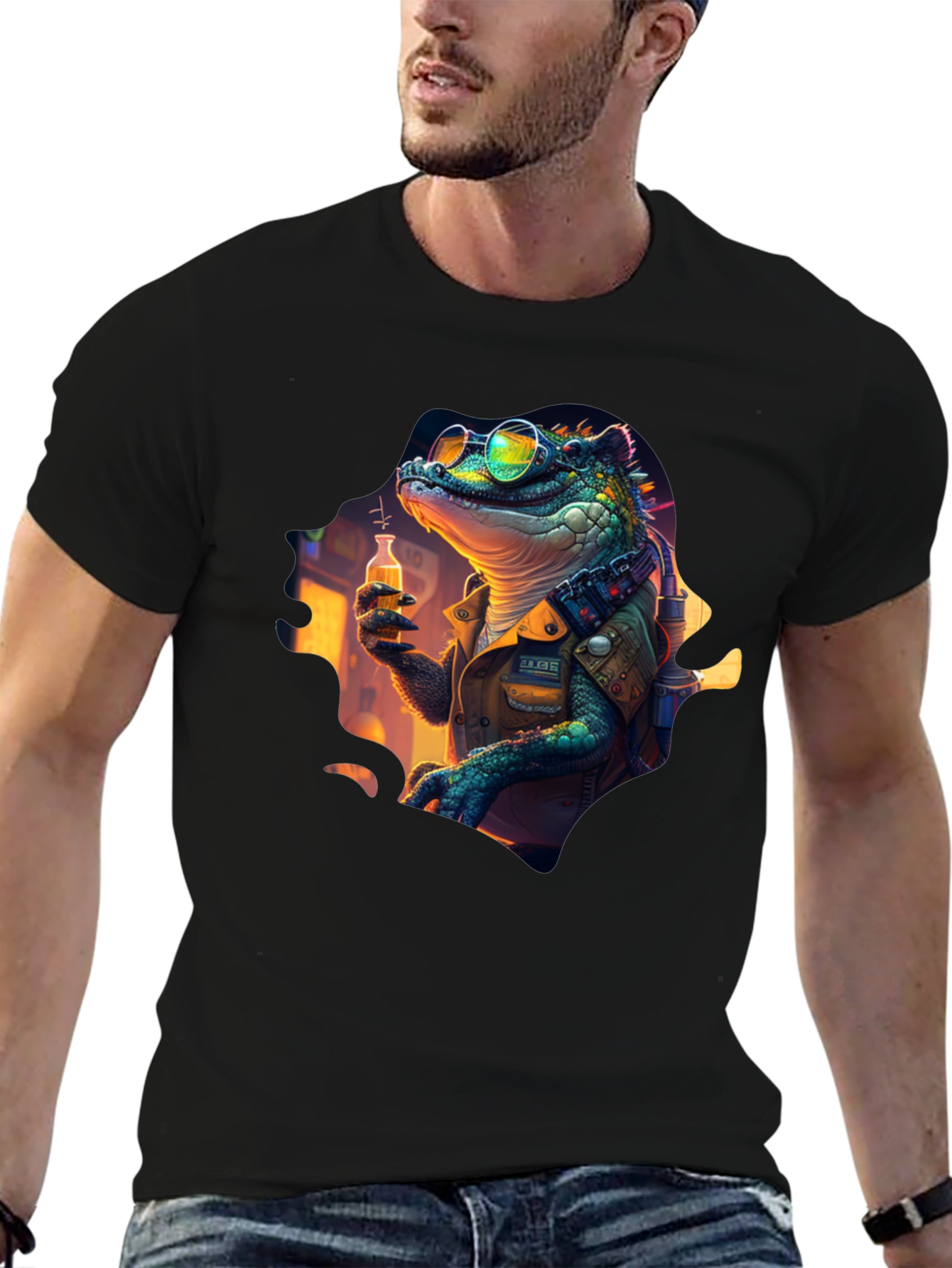 Lizard Scientist Graphic Tee - Black T-Shirt