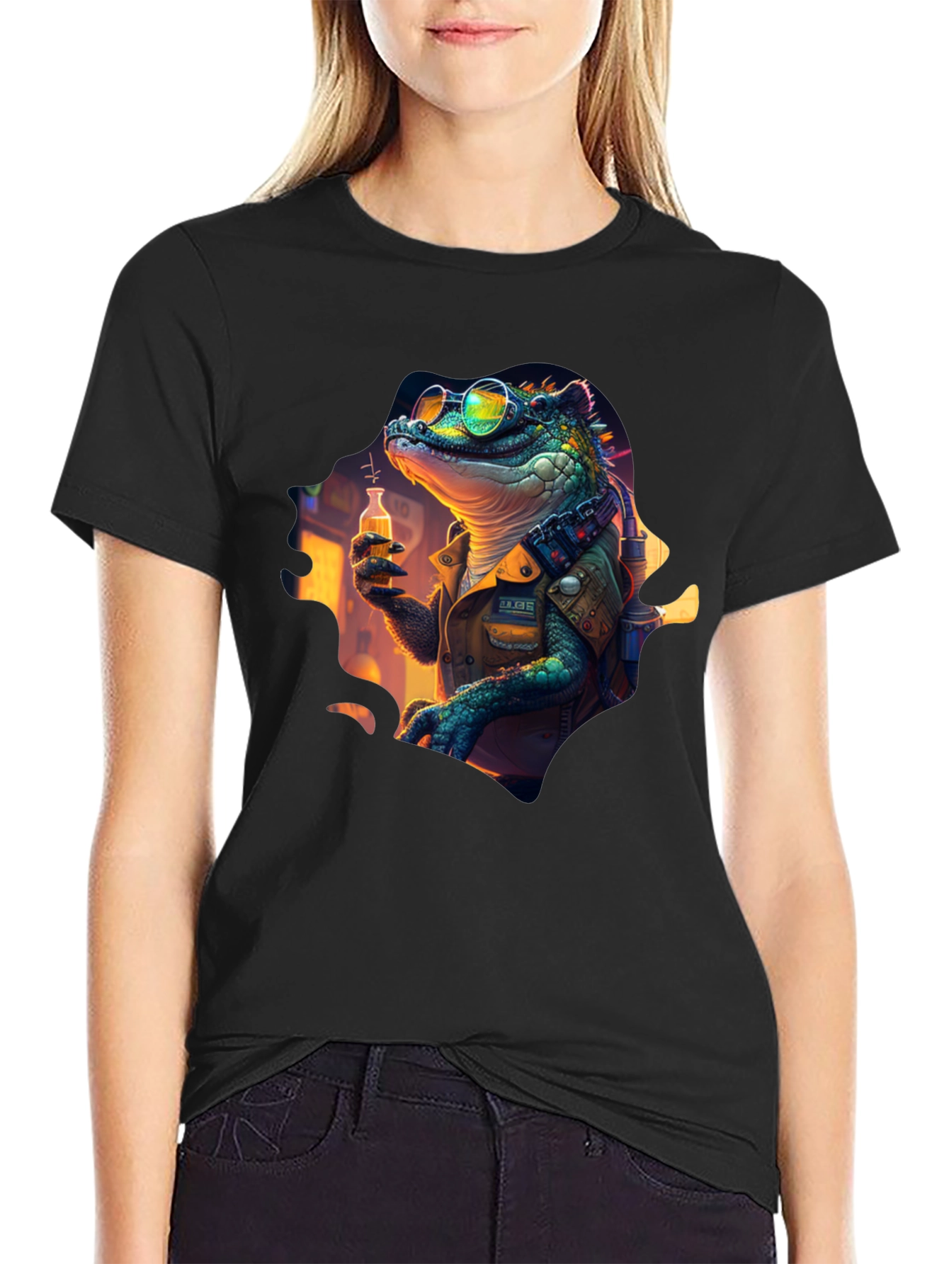 Lizard Scientist Graphic Tee - Black T-Shirt
