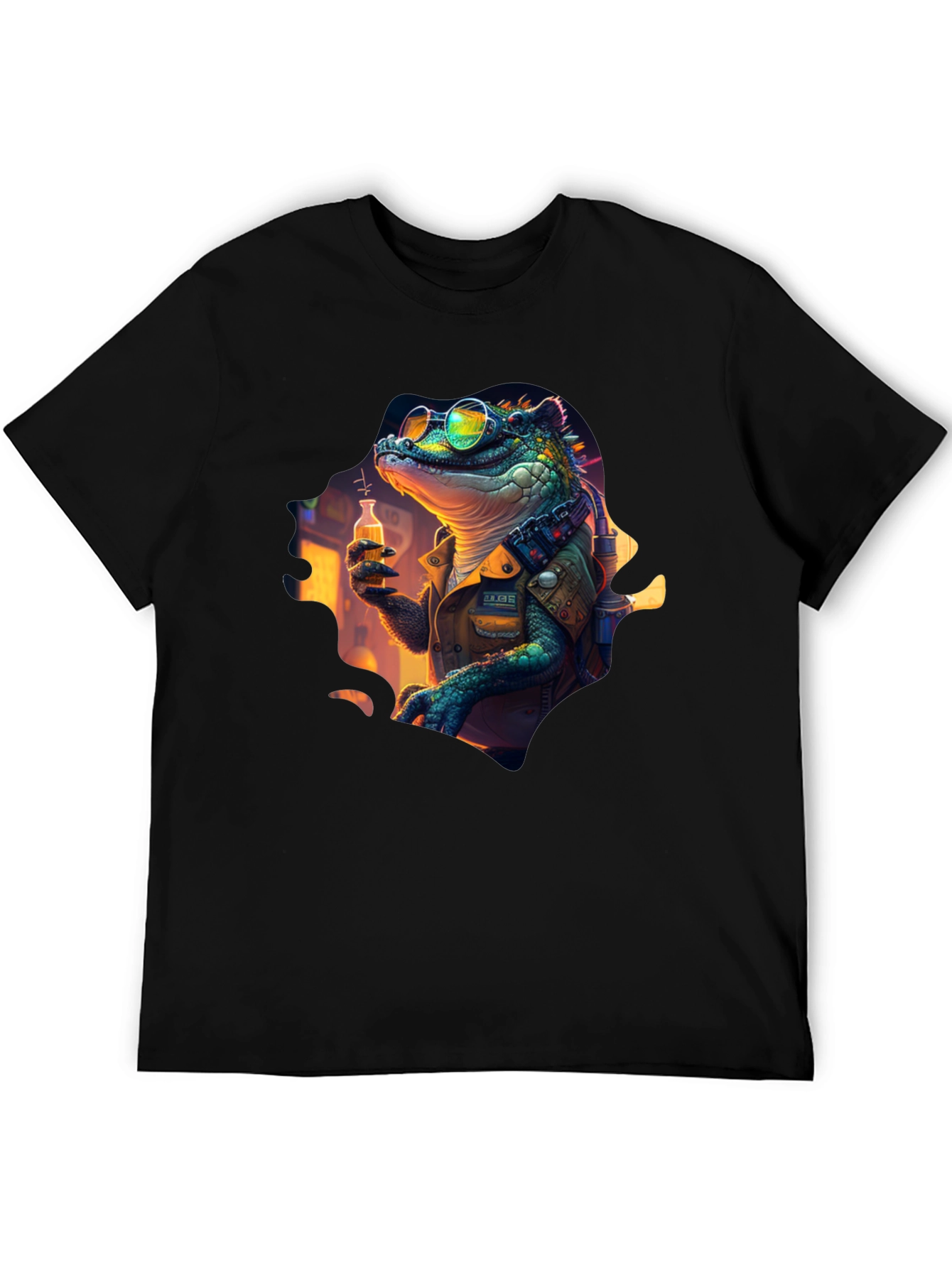 Lizard Scientist Graphic Tee - Black T-Shirt