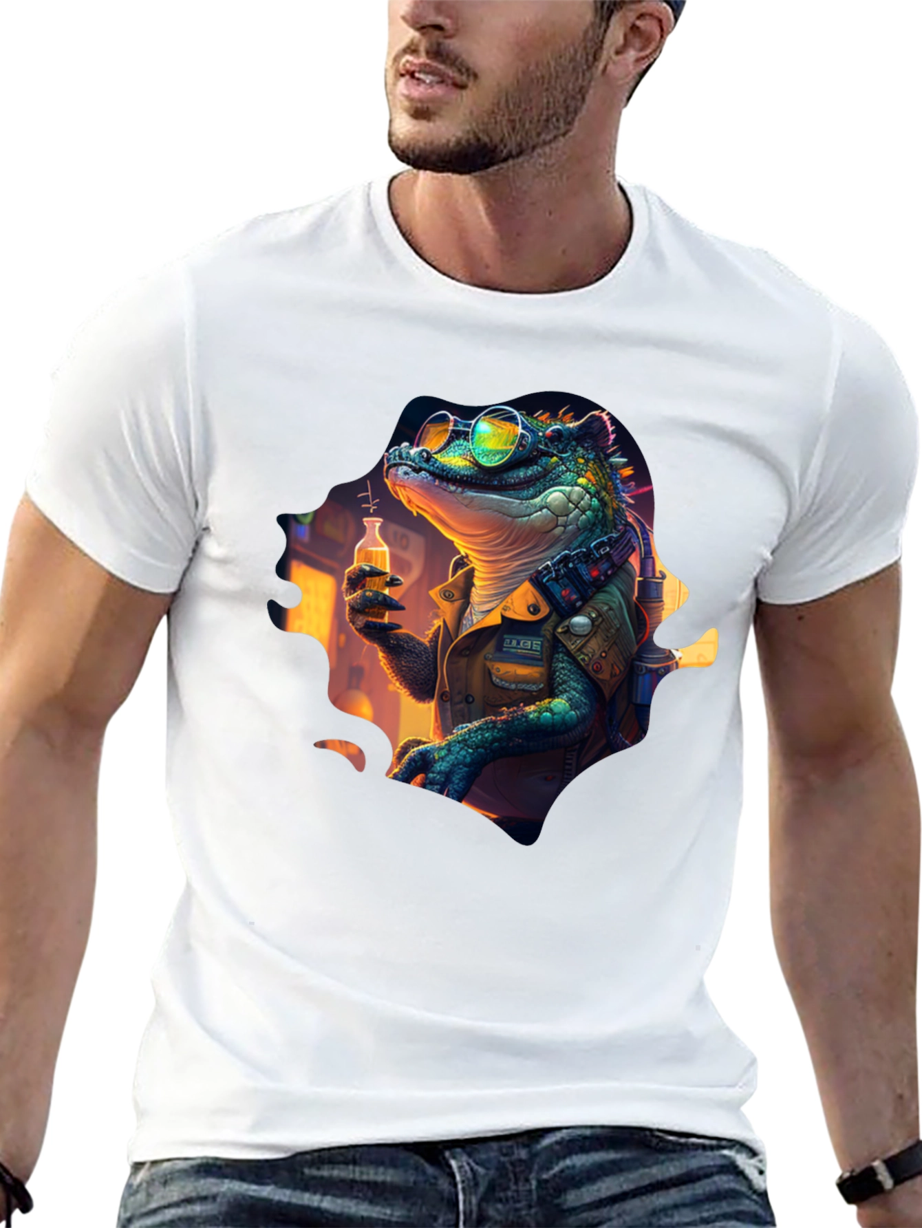 Lizard Scientist Graphic Tee - Black T-Shirt