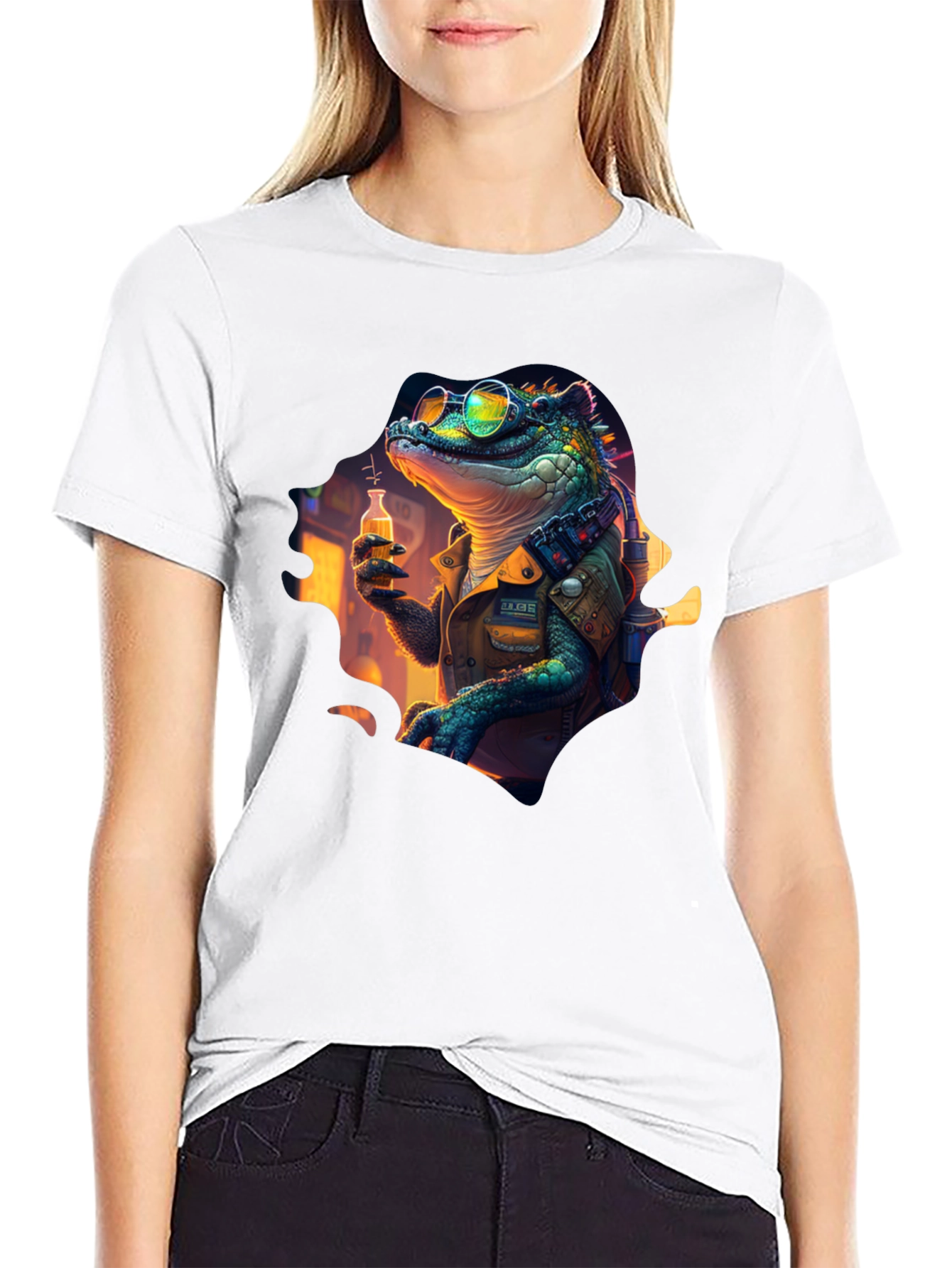Lizard Scientist Graphic Tee - Black T-Shirt