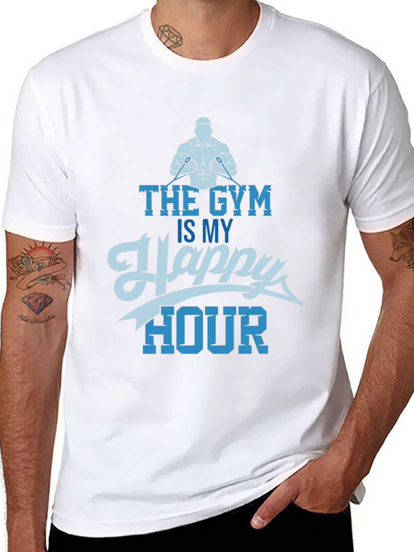 Gym is My Happy Hour Black Graphic Tee