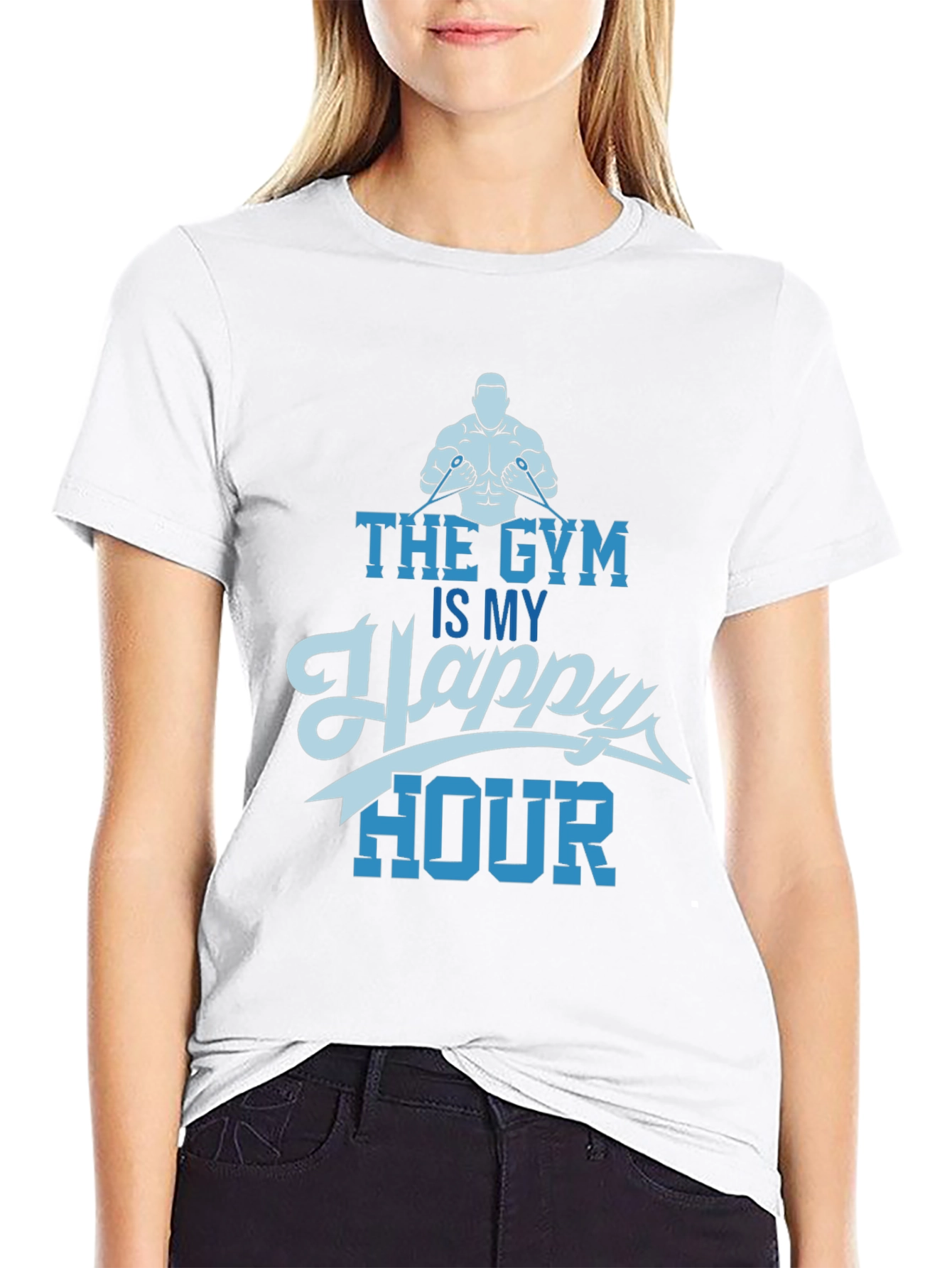Gym is My Happy Hour Black Graphic Tee