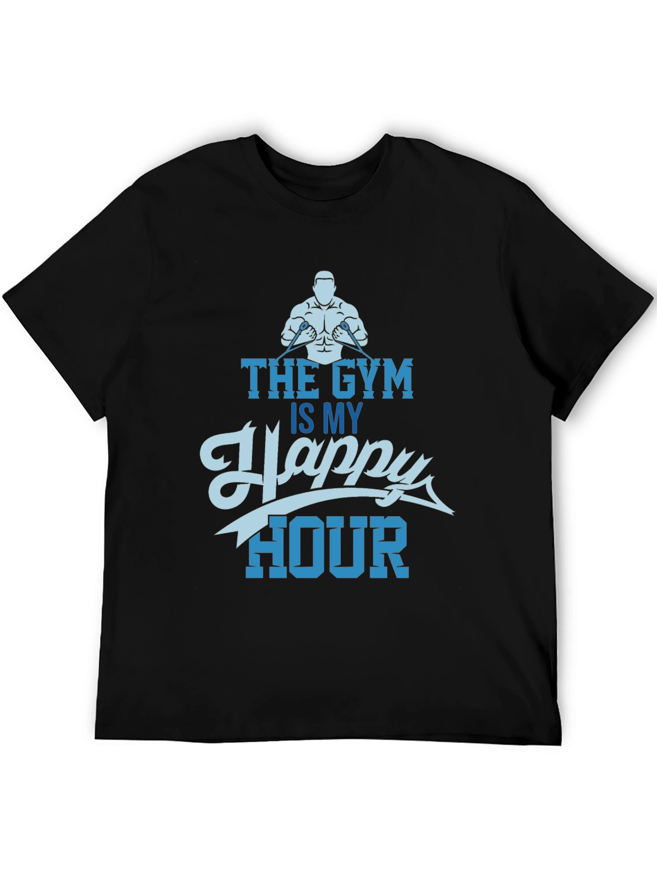 Gym is My Happy Hour Black Graphic Tee