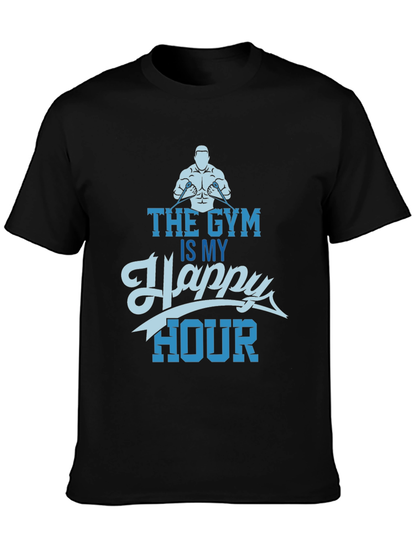 Gym is My Happy Hour Black Graphic Tee