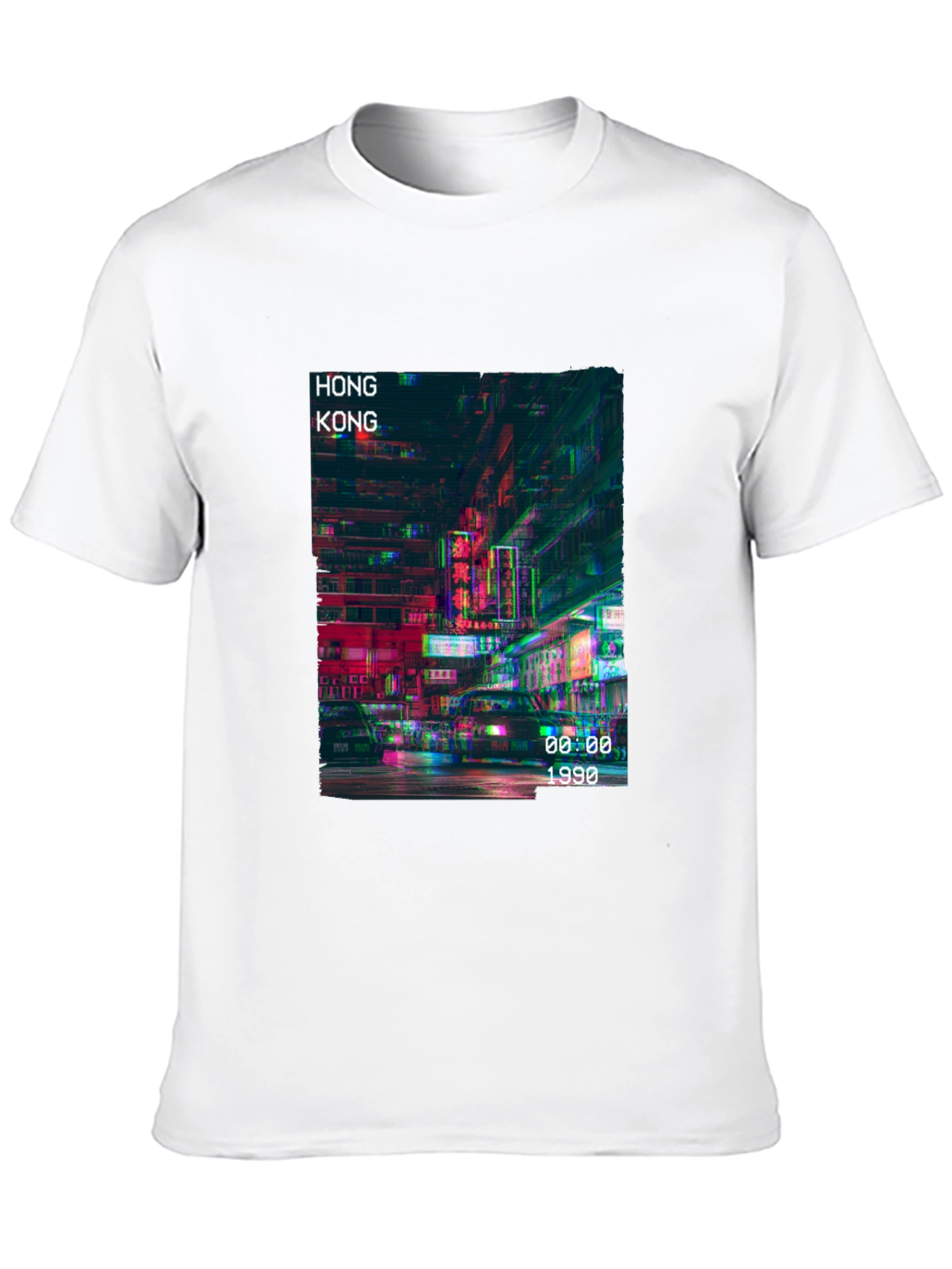 Hong Kong 1990 Graphic Print Black T-Shirt