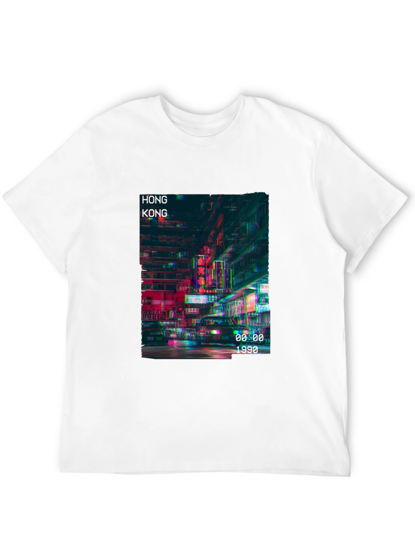 Hong Kong 1990 Graphic Print Black T-Shirt