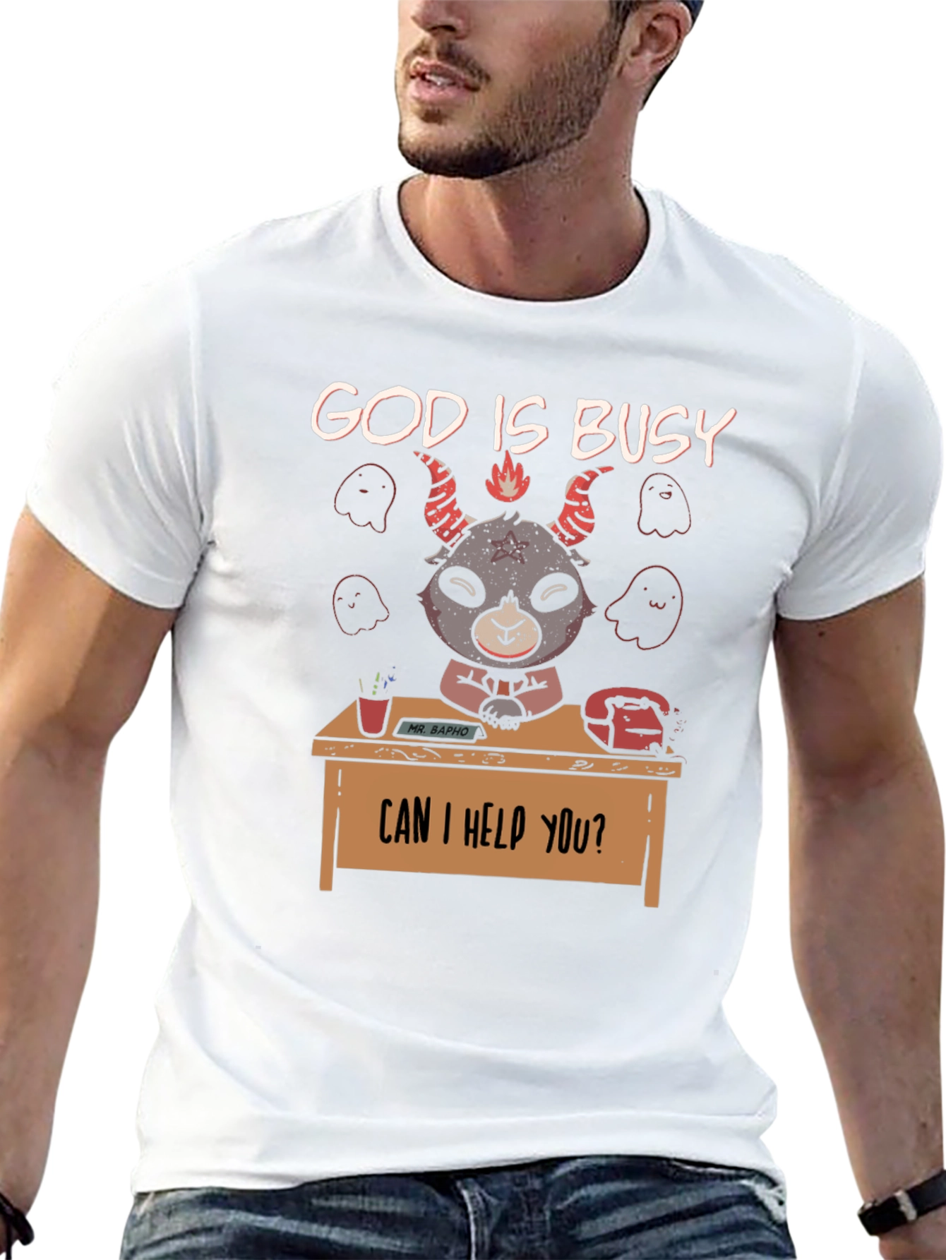 God Is Busy Baphomet Graphic Tee