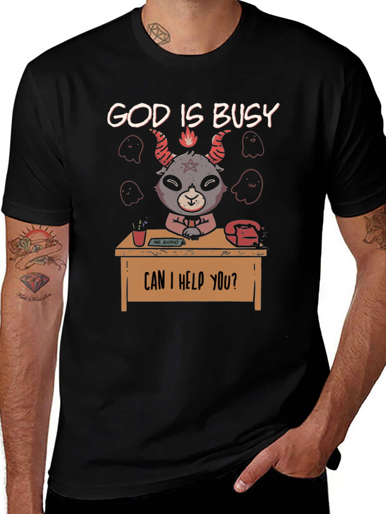 God Is Busy Baphomet Graphic Tee