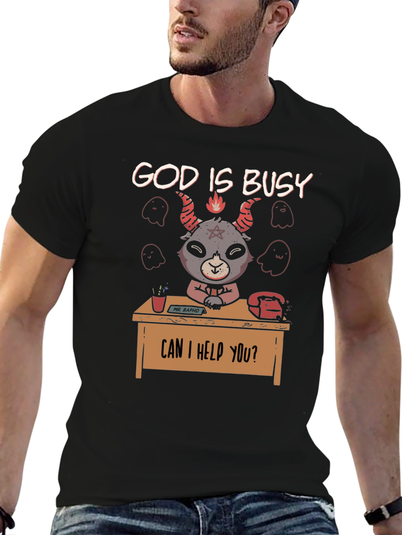 God Is Busy Baphomet Graphic Tee